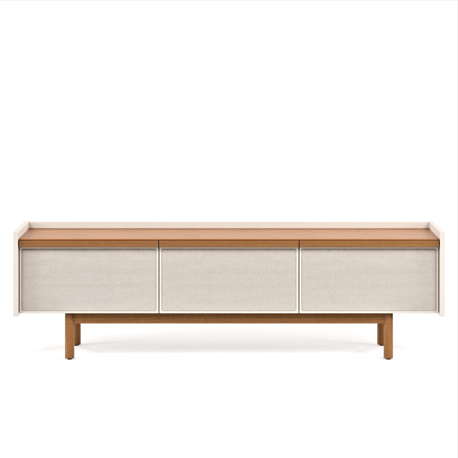 Mesa De Tv Zoe Off White, Natural Malla 54X184X39