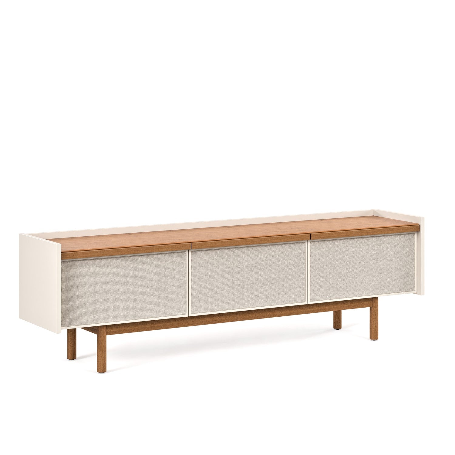 Mesa De Tv Zoe Off White, Natural Malla 54X184X39