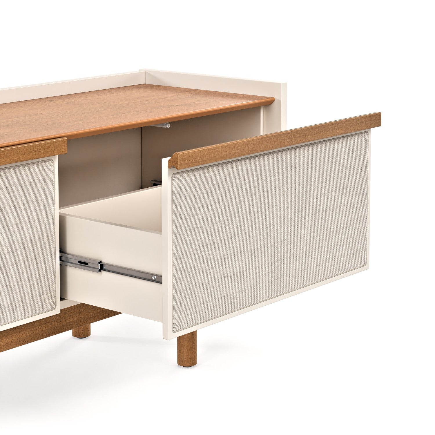 Mesa De Tv Zoe Off White, Natural Malla 54X184X39