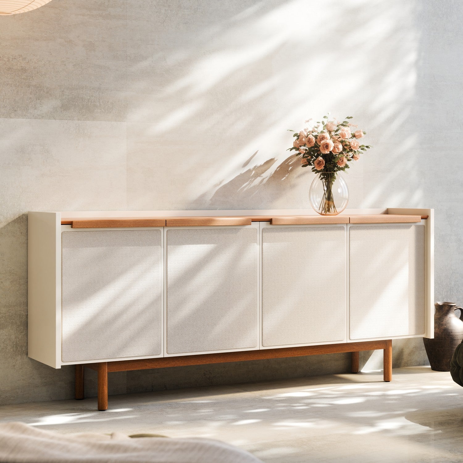 Bifé Zoe Off White, Natural Malla 80X160X39