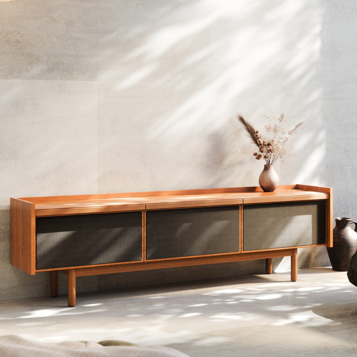 Mesa De Tv Zoe Natural Malla 54X184X39