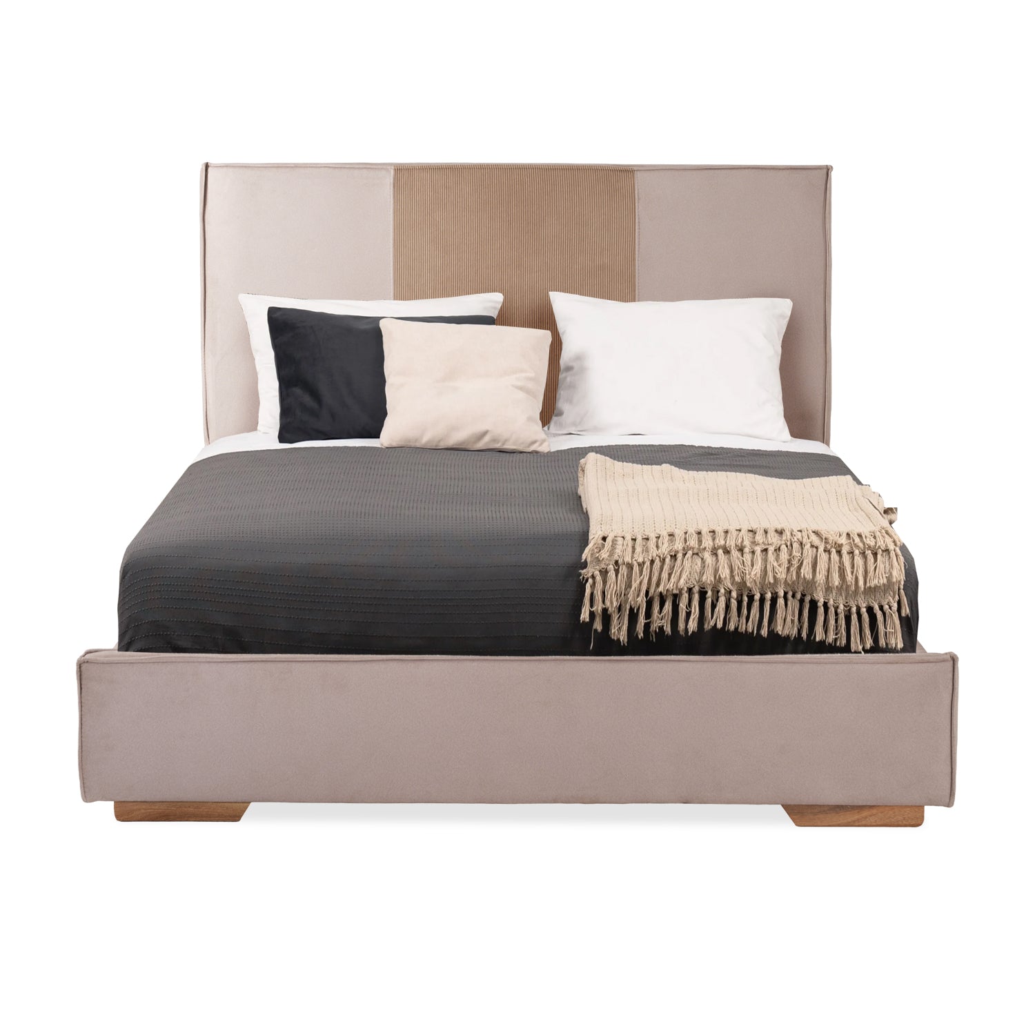 Cama Doble Tokyo Microfibra Taupe, Natural