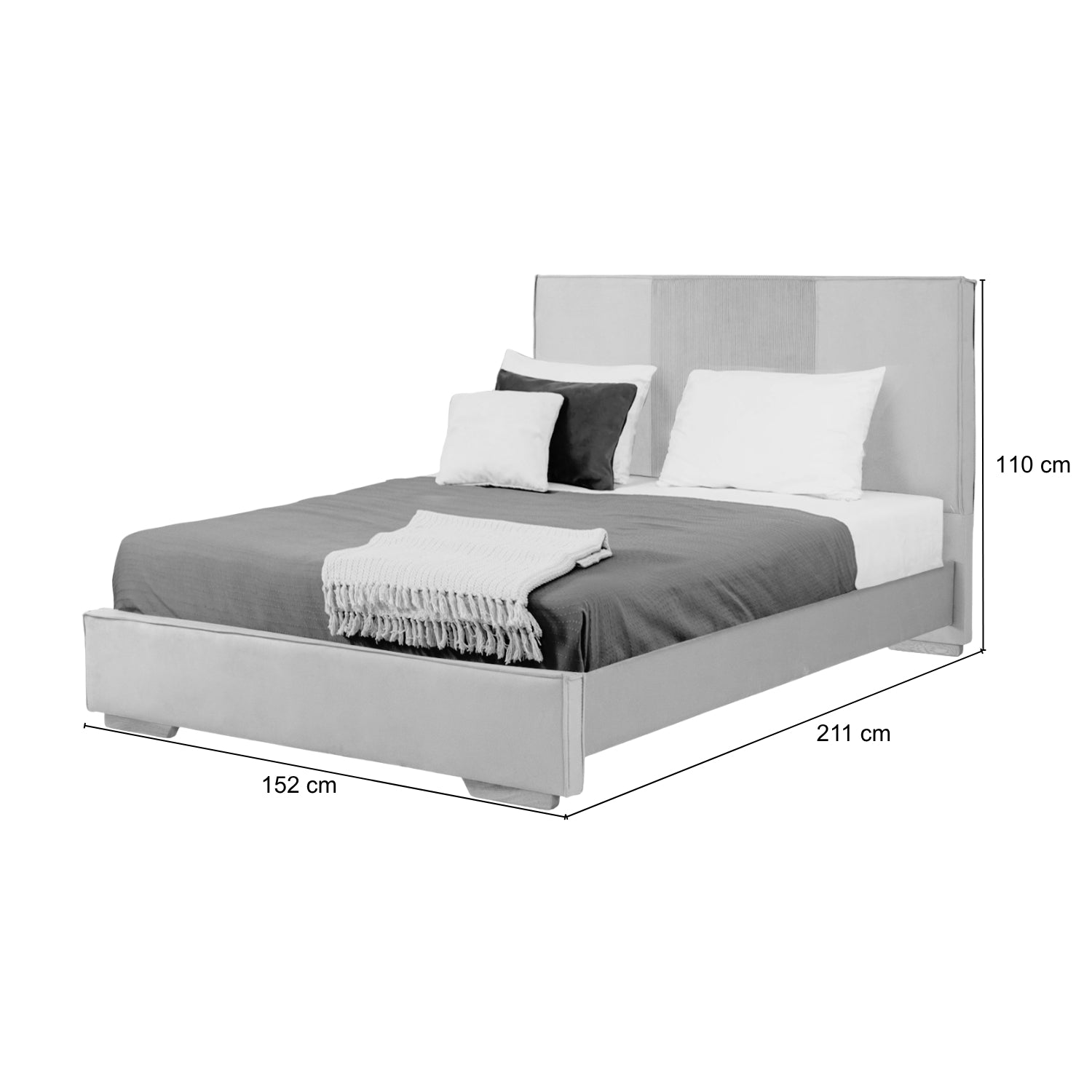 Cama Doble Tokyo Microfibra Taupe, Natural