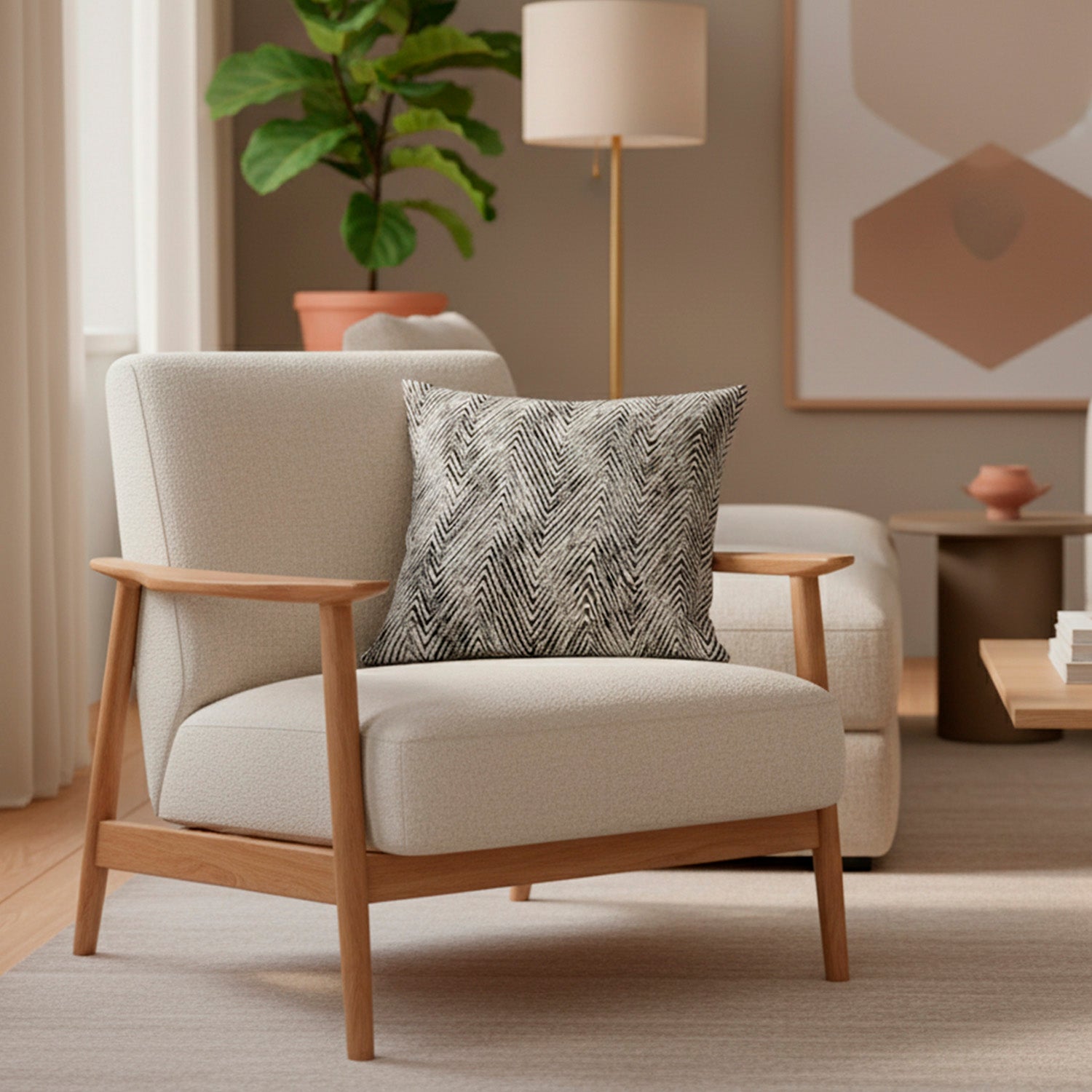 Cojín 45X45 Rosales Zigzag Blanco