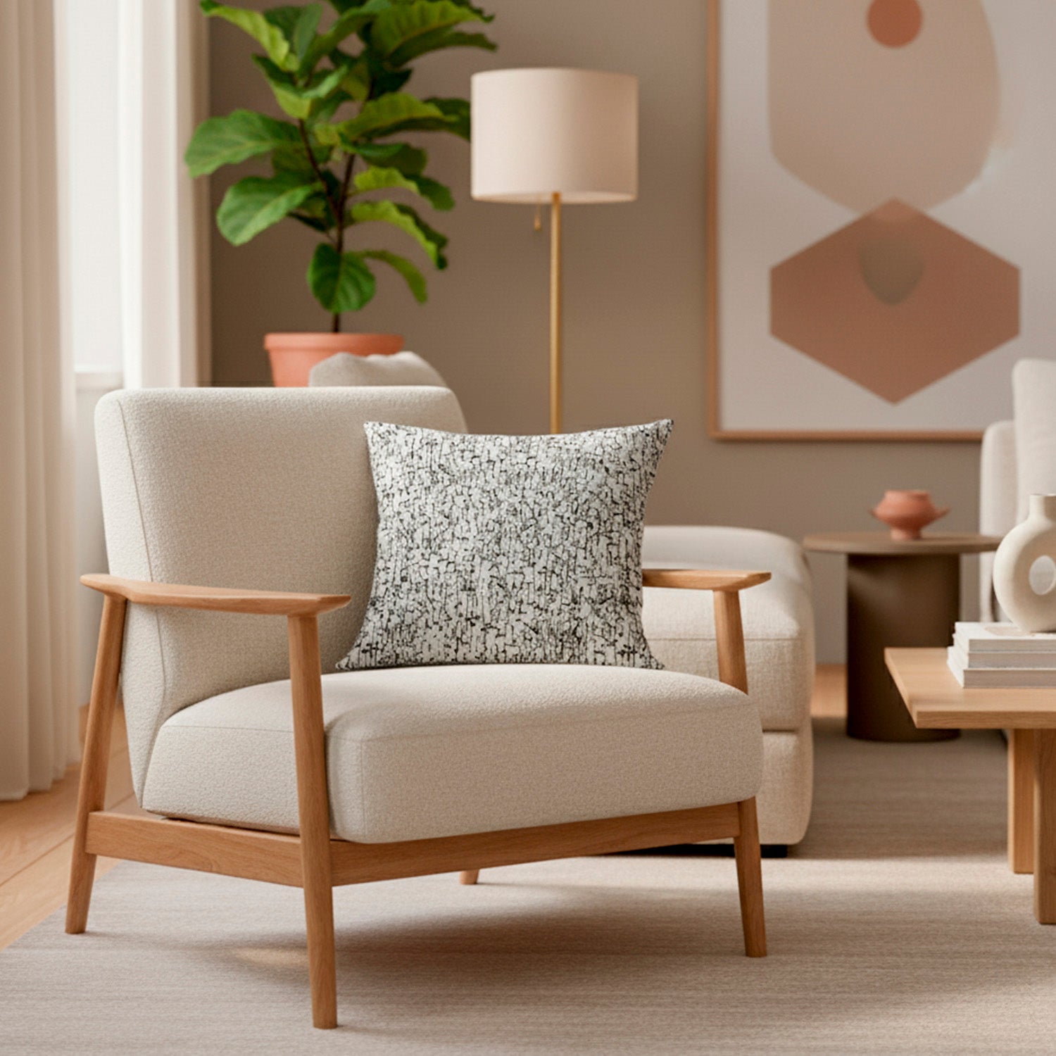 Cojín 45X45 Rosales Abstracto Blanco