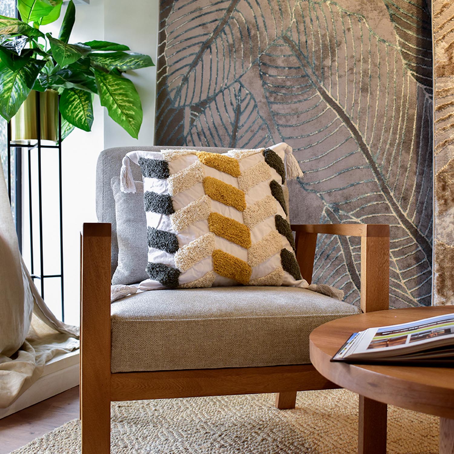 Cojín 45X45 Rustic 106 Multi Mostaza