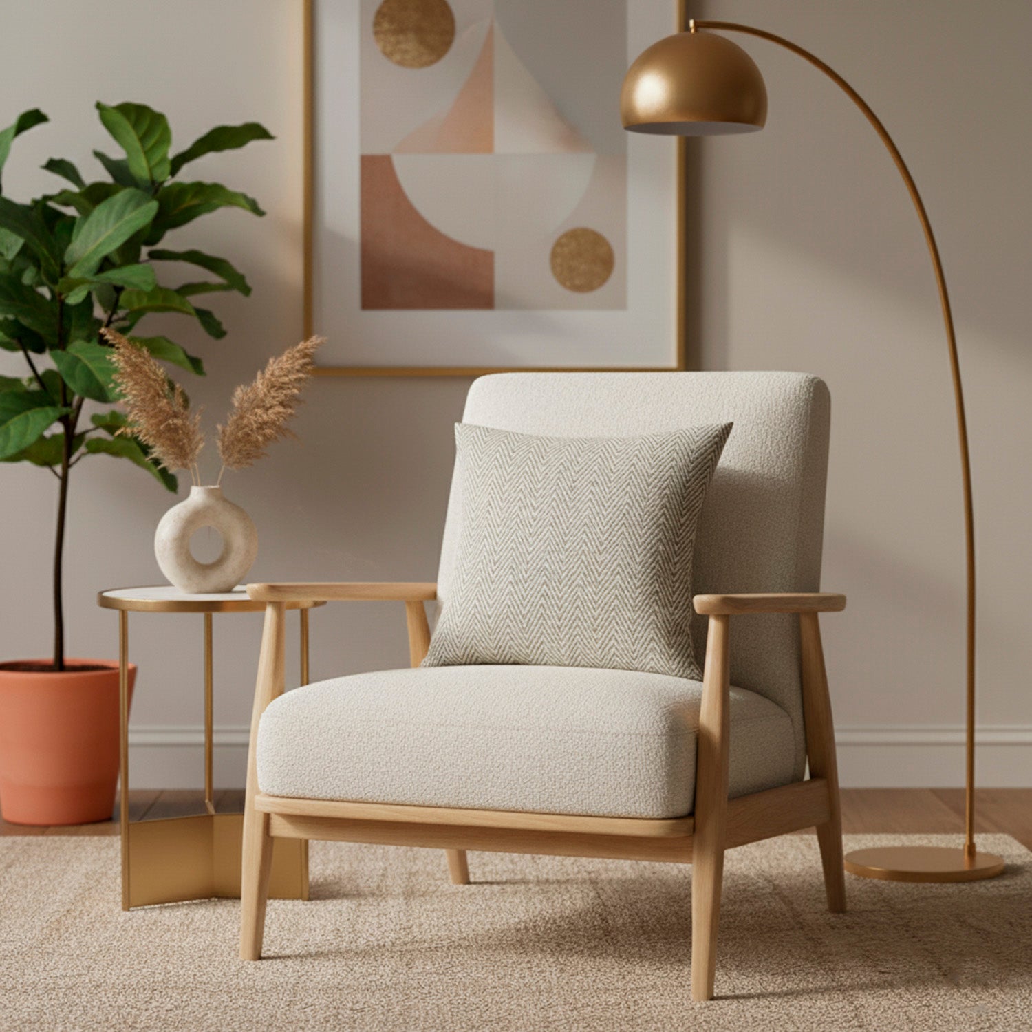 Cojín 45X45 Rosales Zigzag Beige