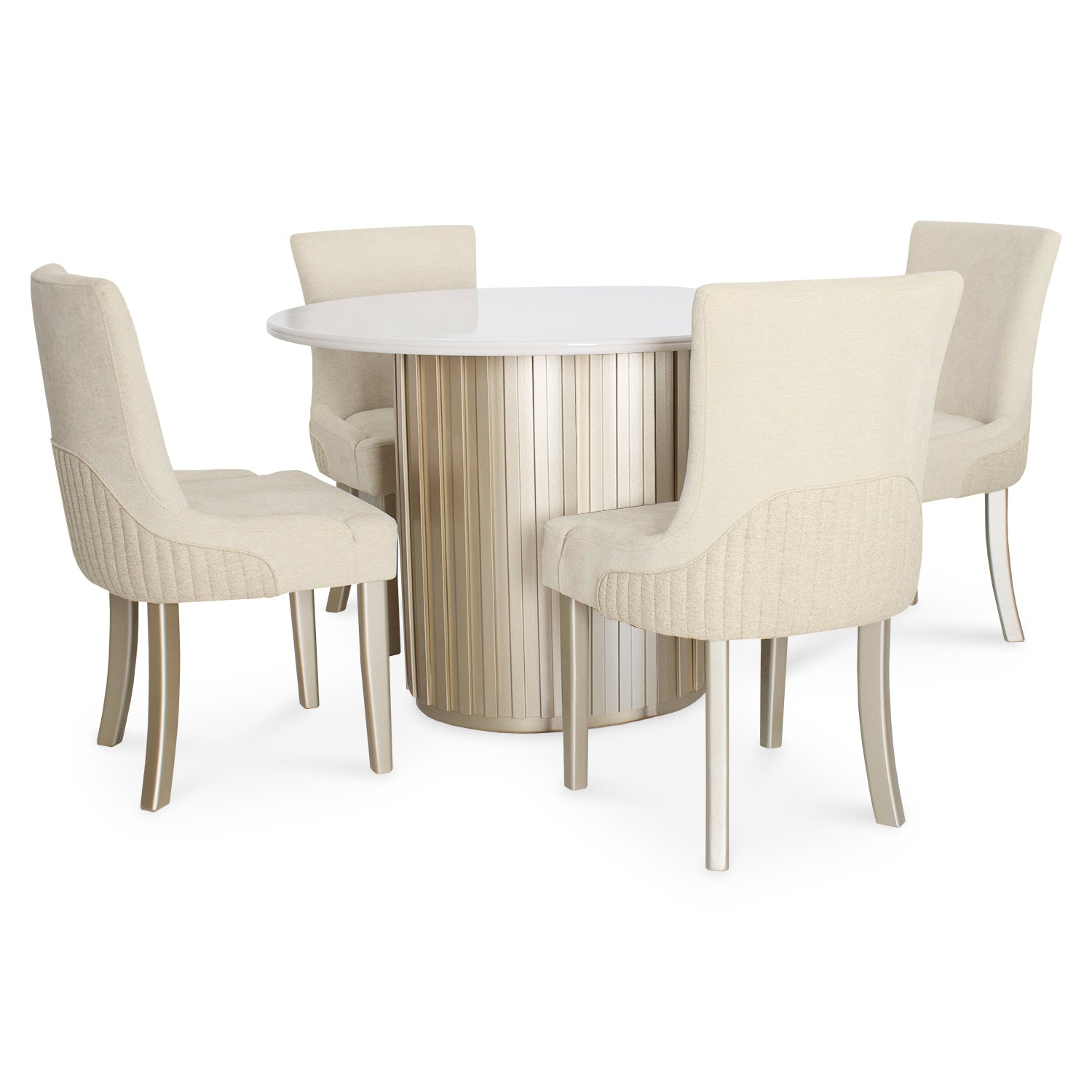 Comedor 4 Puestos Firence Chenille Almendra, Champaña