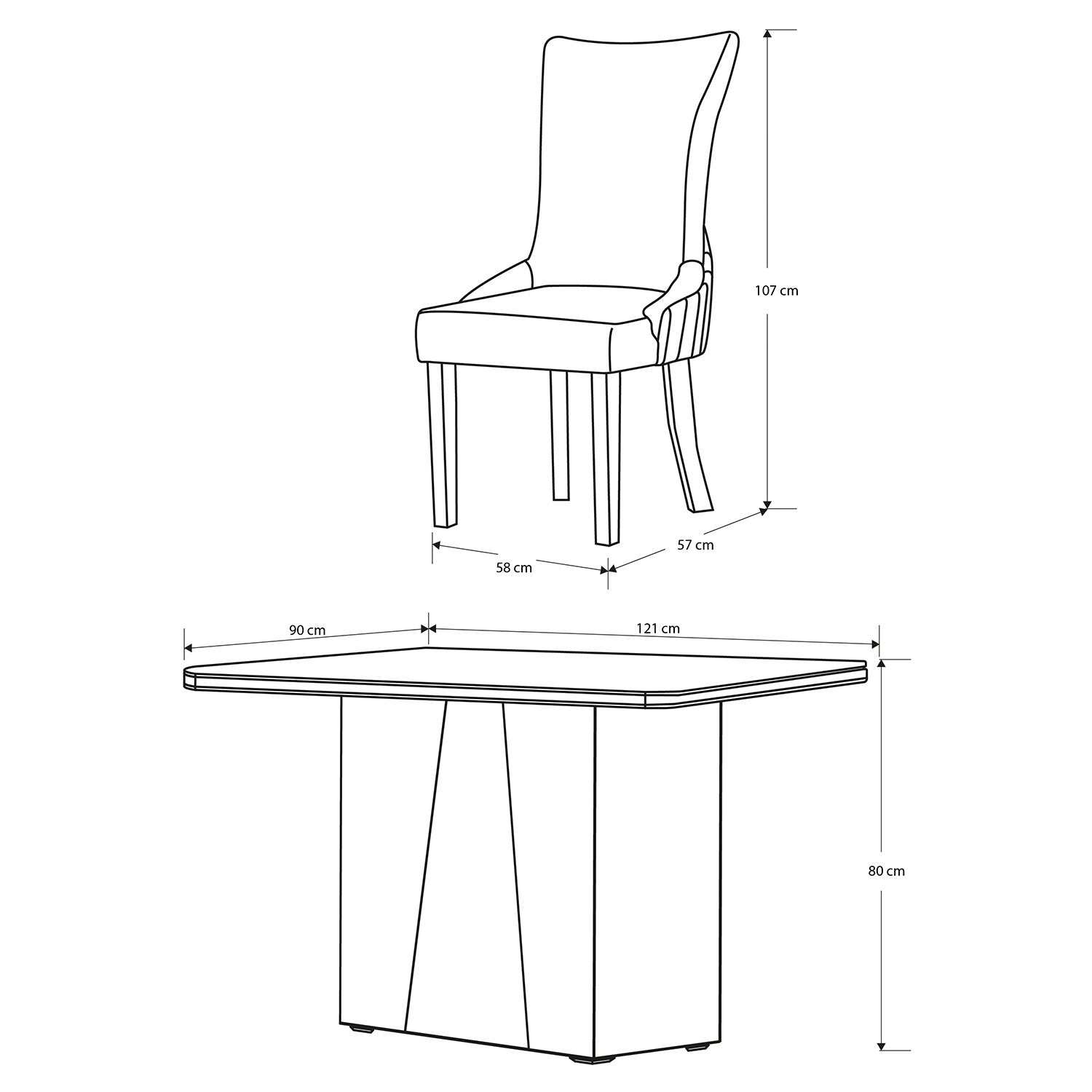 Comedor 4 Puestos Roma Eurolino Blanco Puro, Champaña