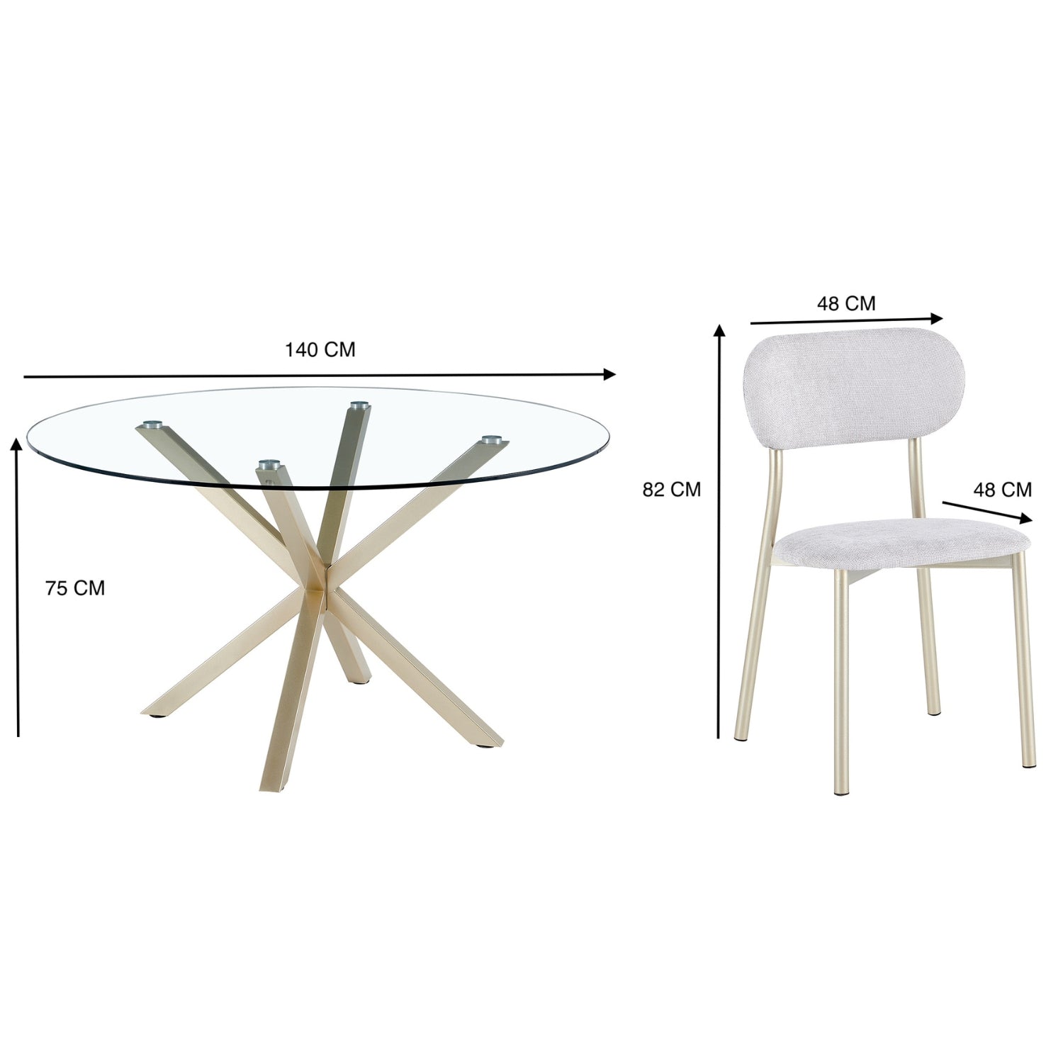 Comedor 6 Puestos Dousty Beige, Champana