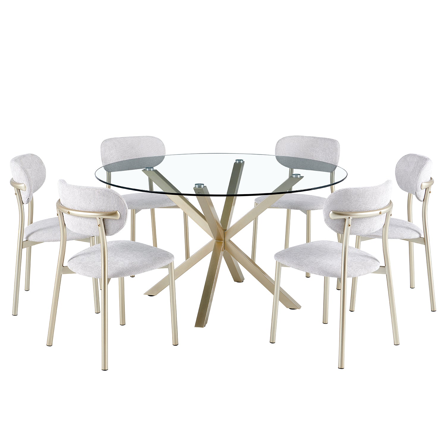 Comedor 6 Puestos Dousty Beige, Champana