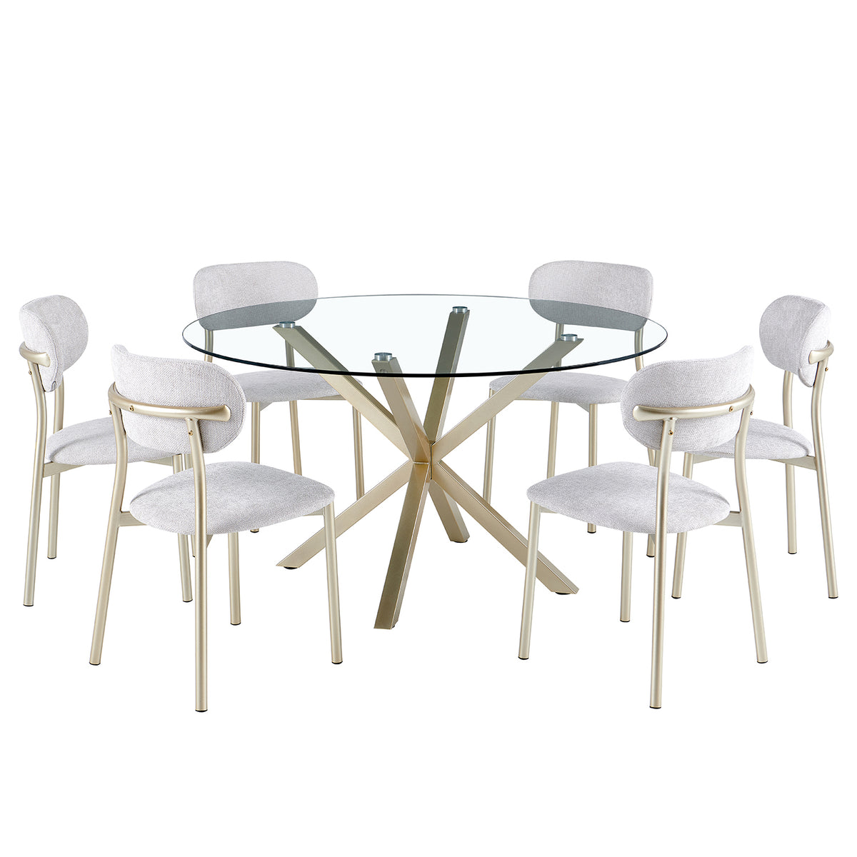 Comedor 6 Puestos Dousty Beige, Champana