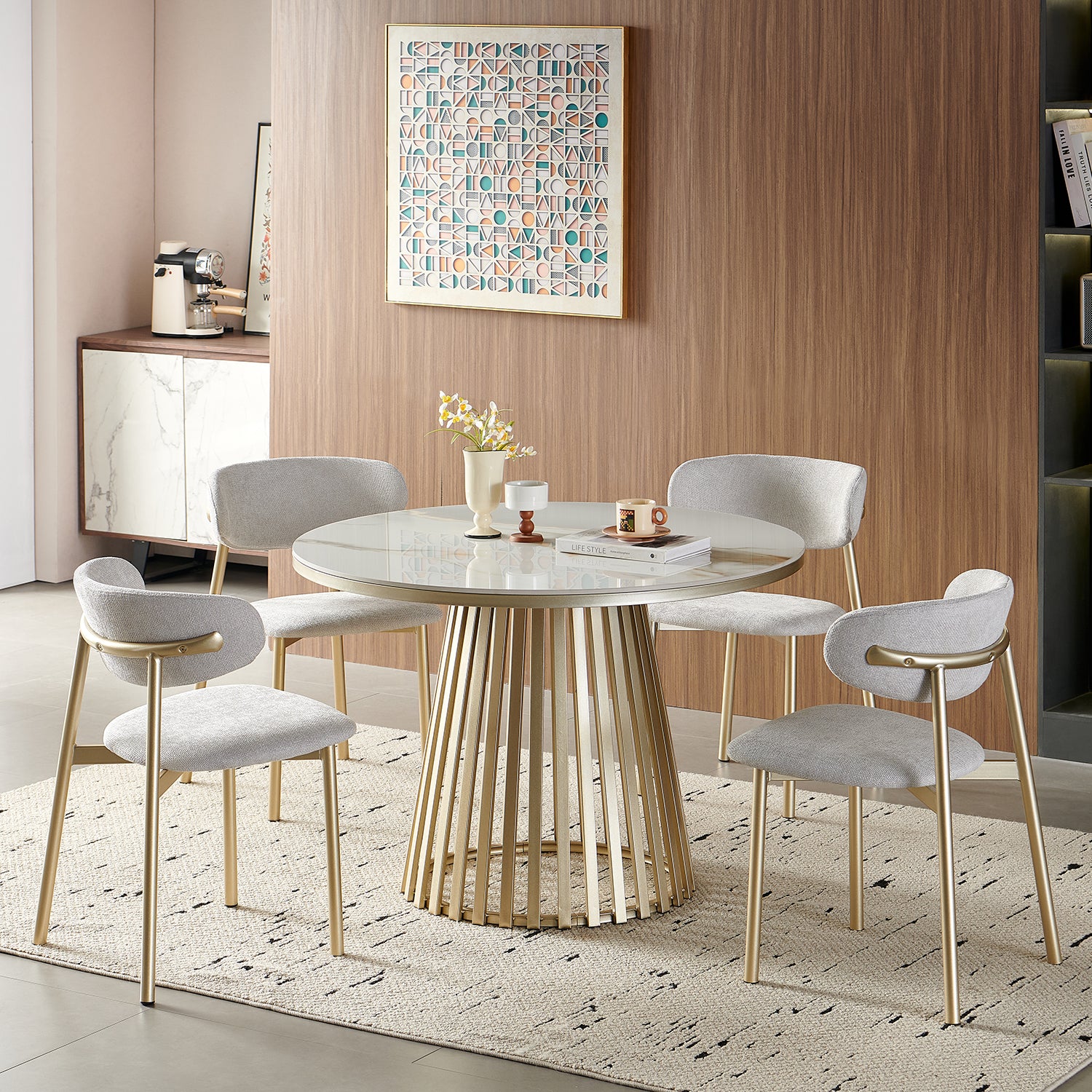 Comedor 4 Puestos Palermo Beige, Champana