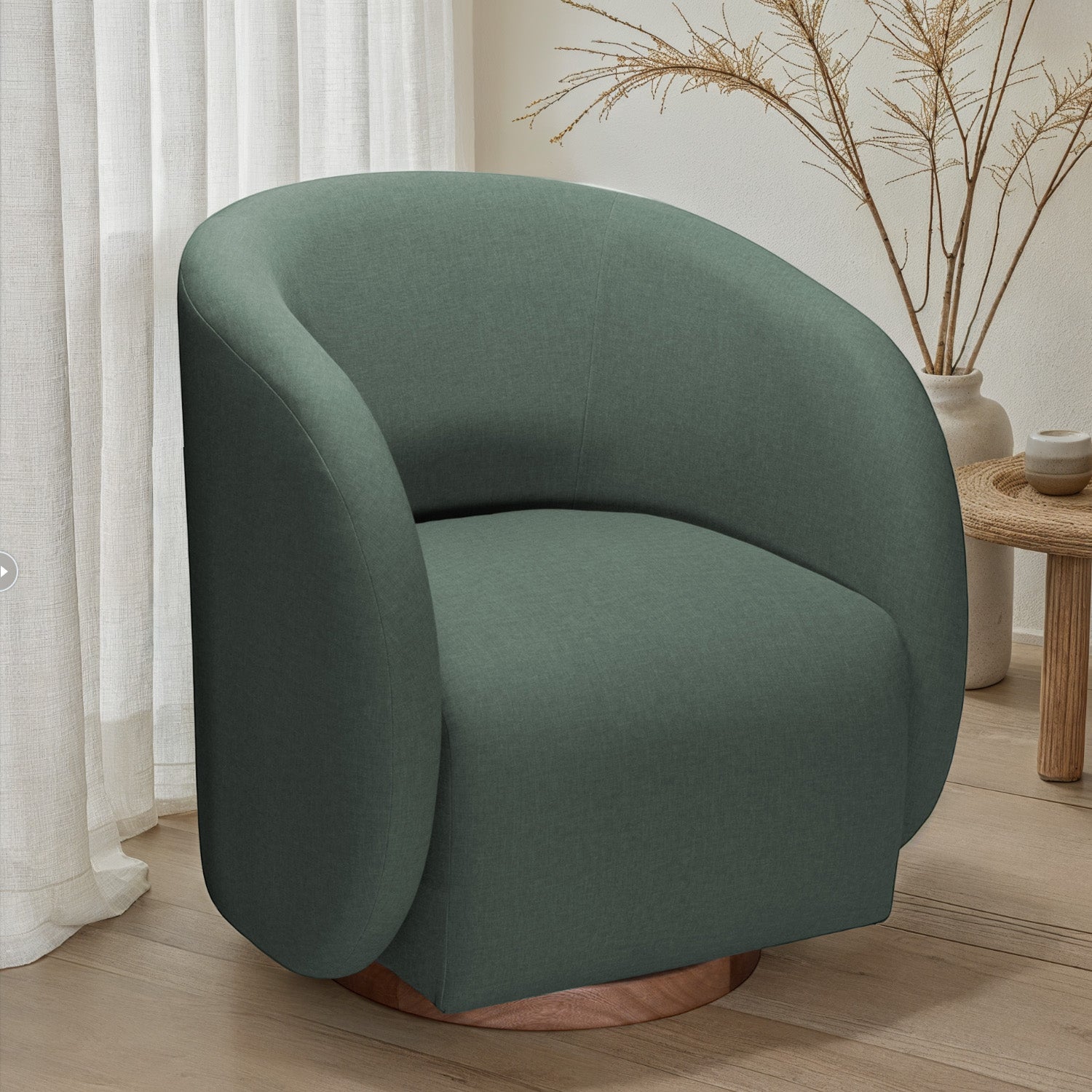 Poltrona Emilly Giratoria Eurolino Vertigo Verde, Natural