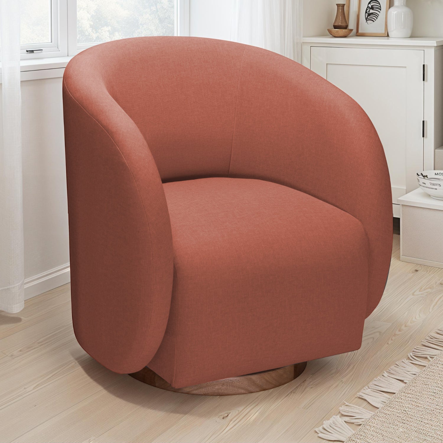 Poltrona Emilly Giratoria Eurolino Vertigo Rosa, Natural