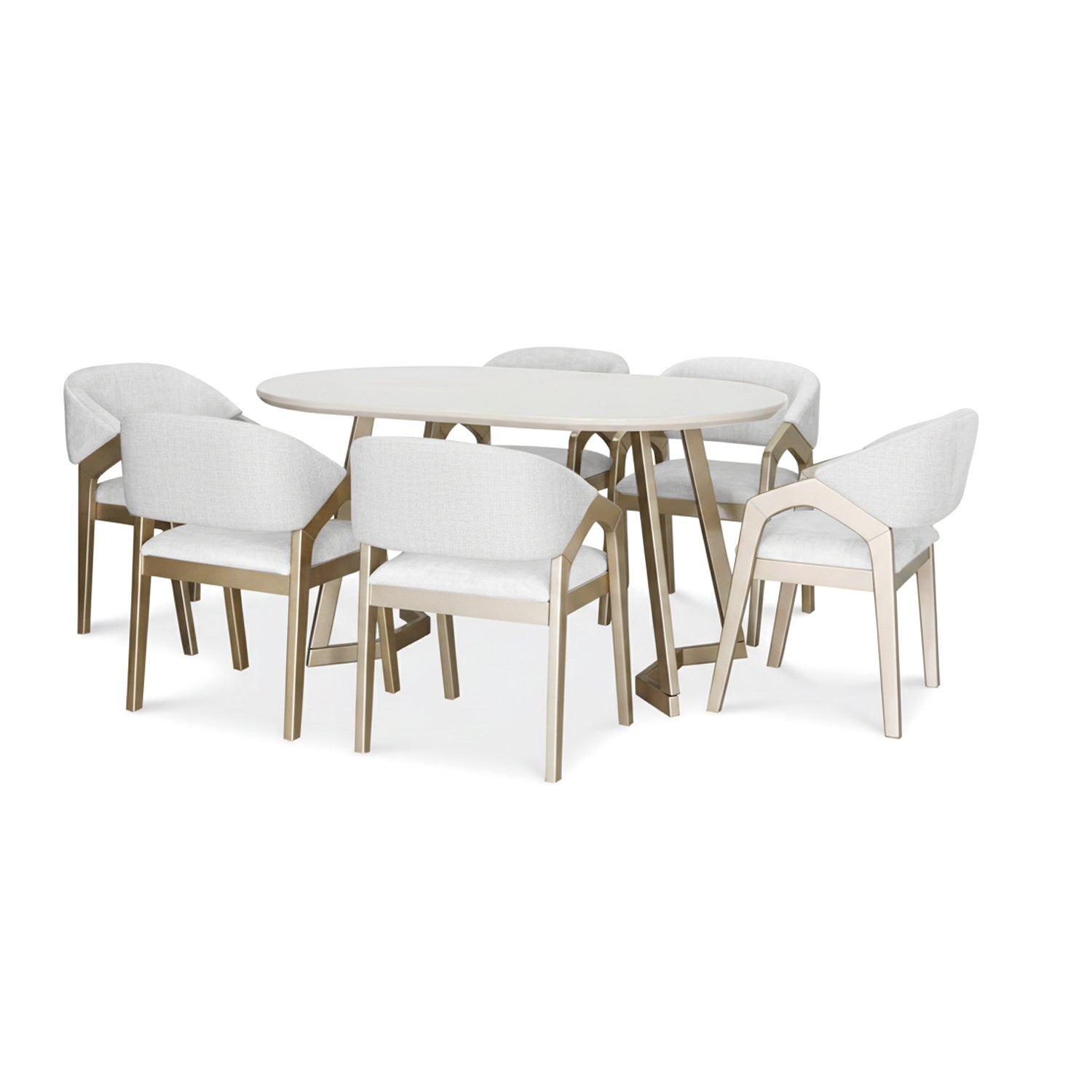 Comedor 6 Puestos Capri Blanco Puro, Champaña