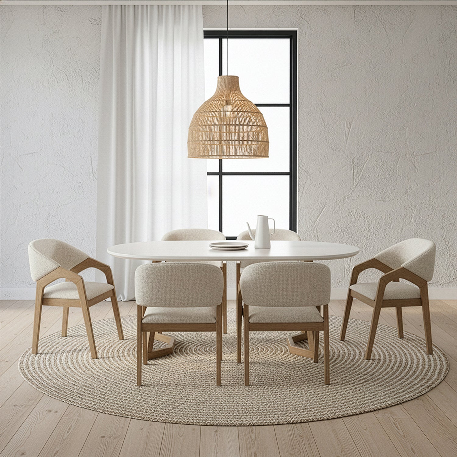 Comedor 6 Puestos Capri Verona Beige, Natural