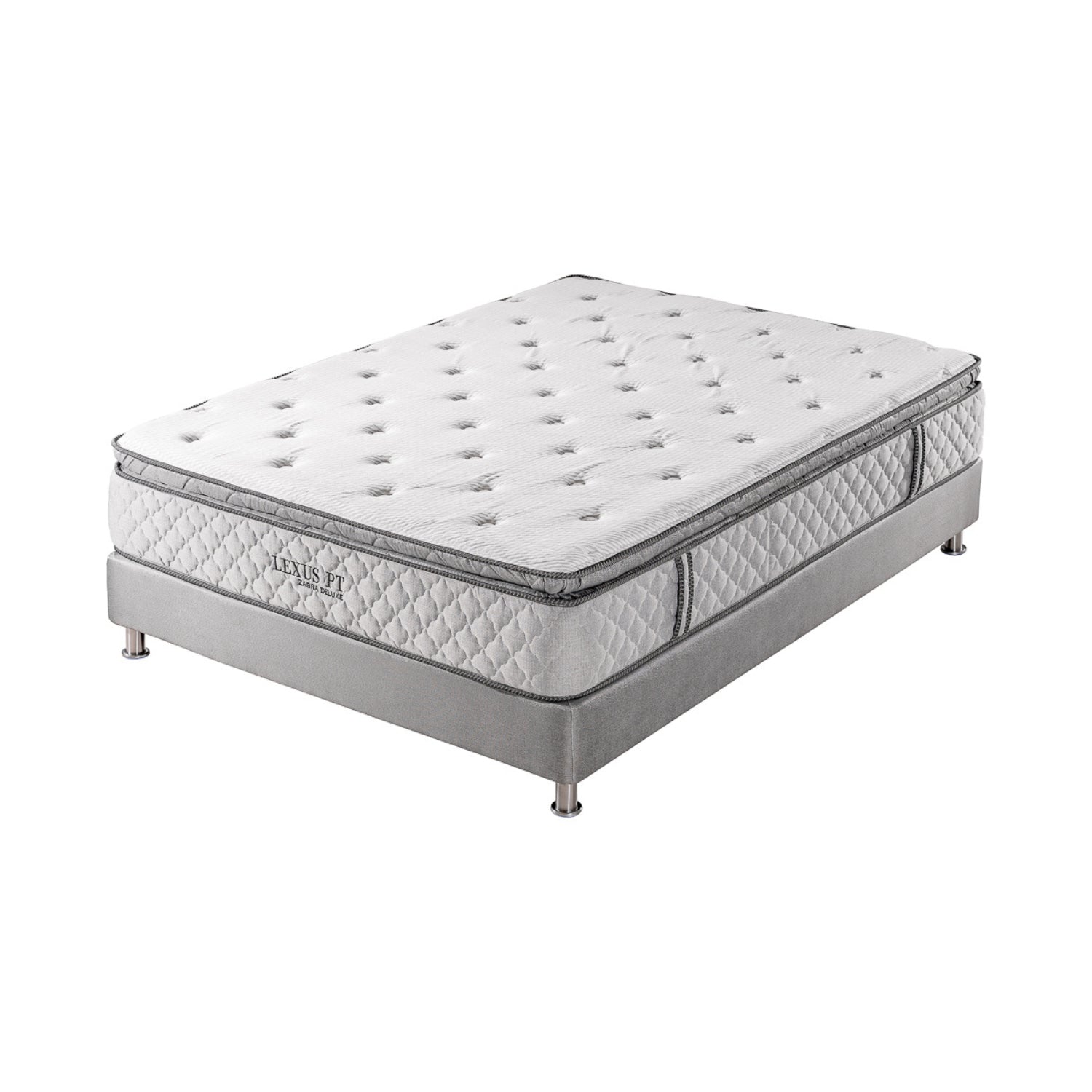 Combo Colchón Semi Doble Lexus Deluxe Pillow Top + Somier + Almohada (Garantía 15 Años)