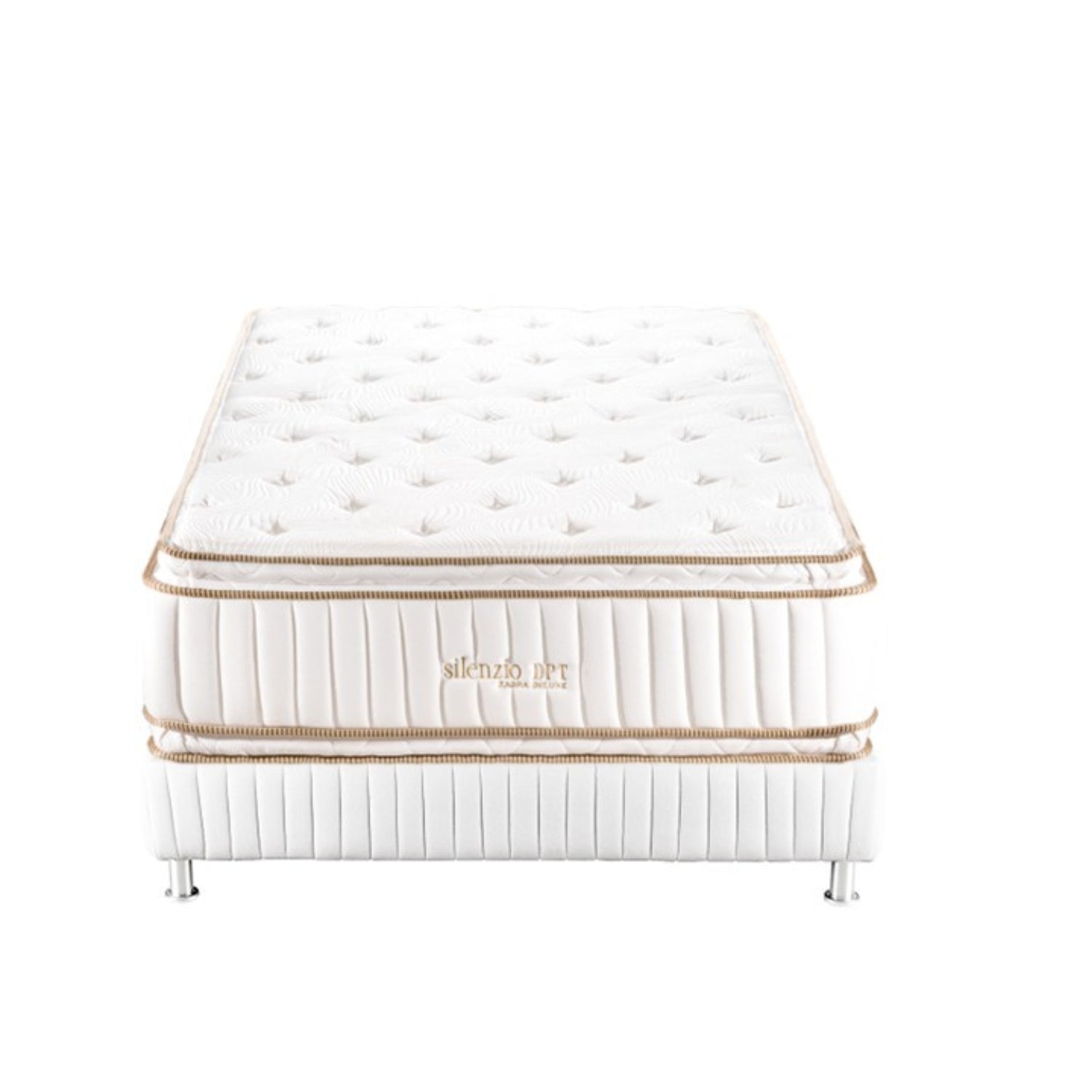 Combo Colchón Doble Silenzio Deluxe Doble Pillow Top + Somier + Almohada (Garantía 25 Años)