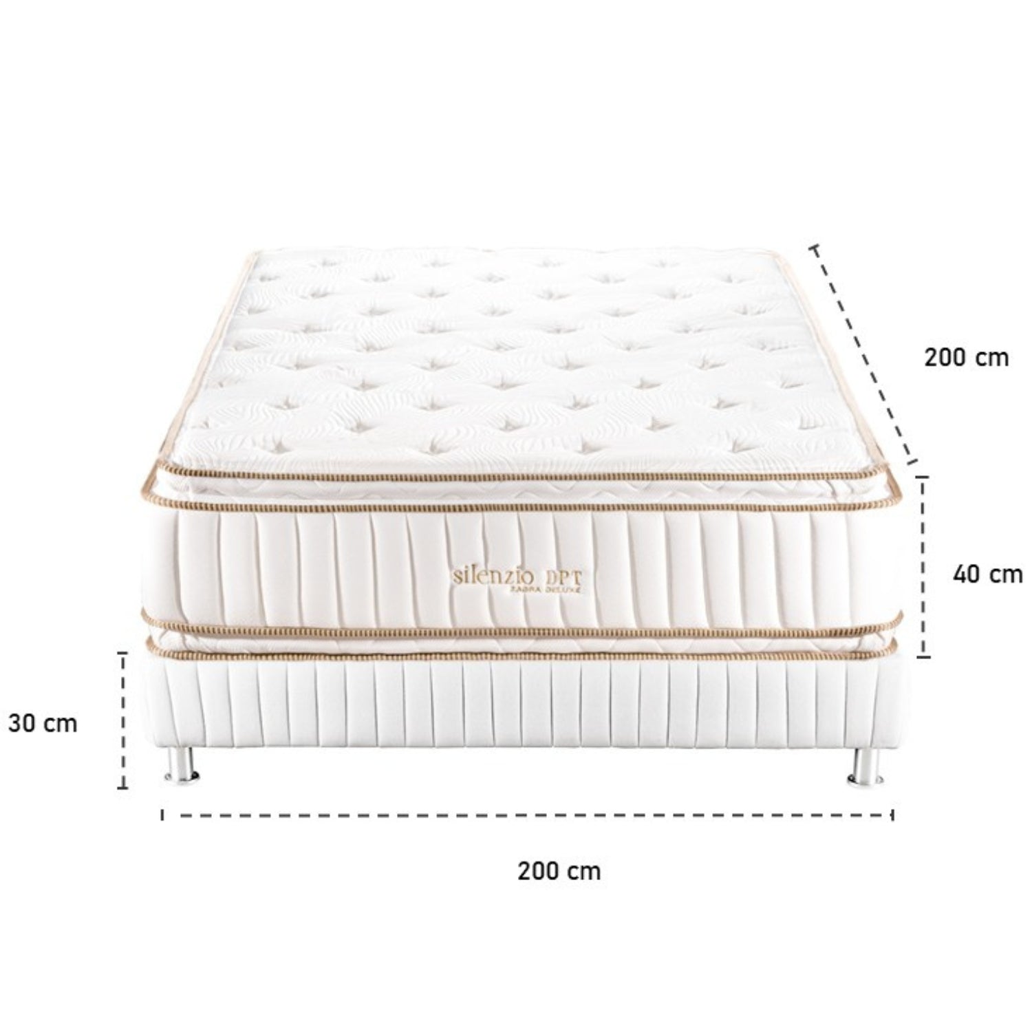 Combo Colchón King Silenzio Deluxe Doble Pillow Top + Somier Par + Almohada (Garantía 15 Años)