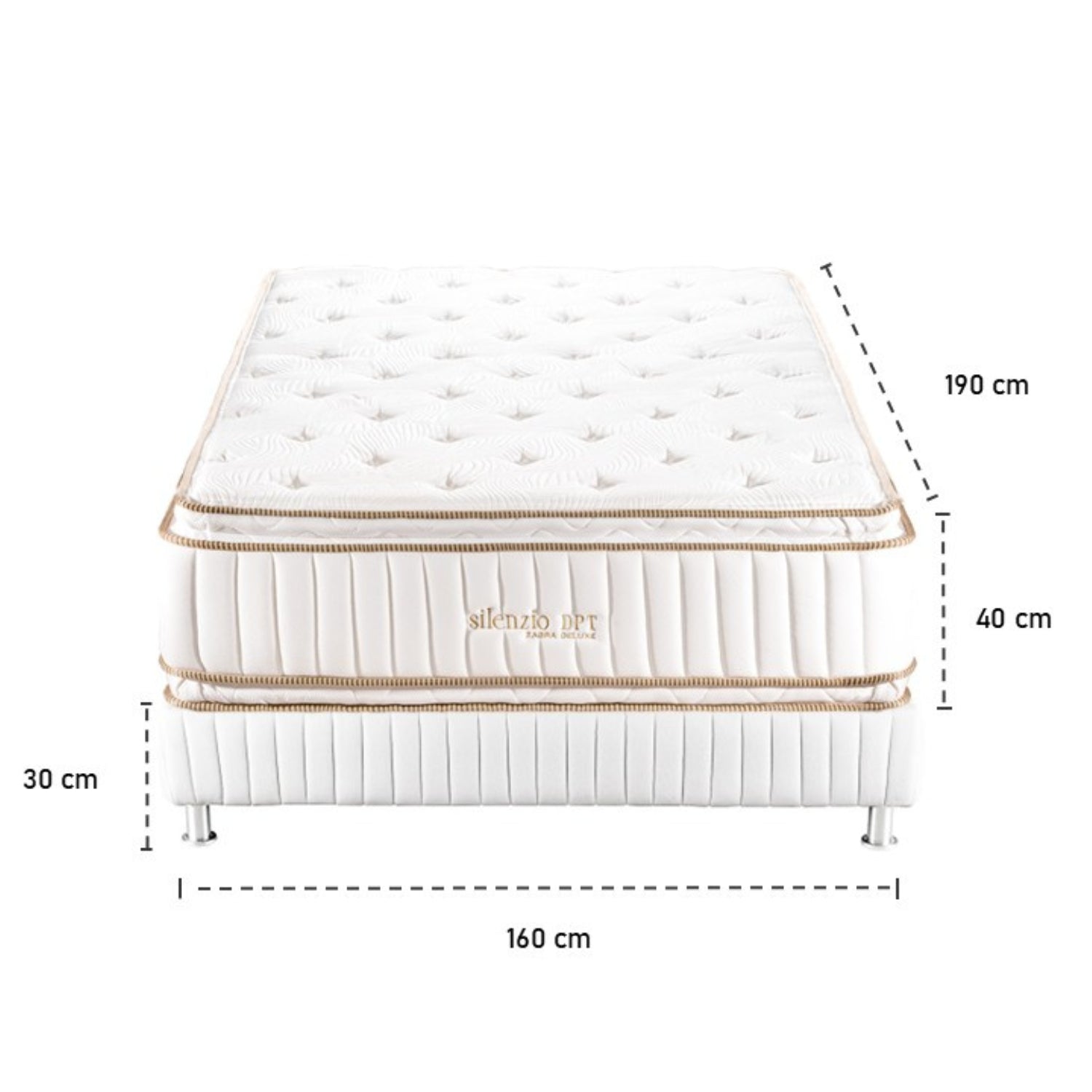 Combo Colchón Queen Silenzio Deluxe Doble Pillow Top + Somier Par + Almohada (Garantía 15 Años)