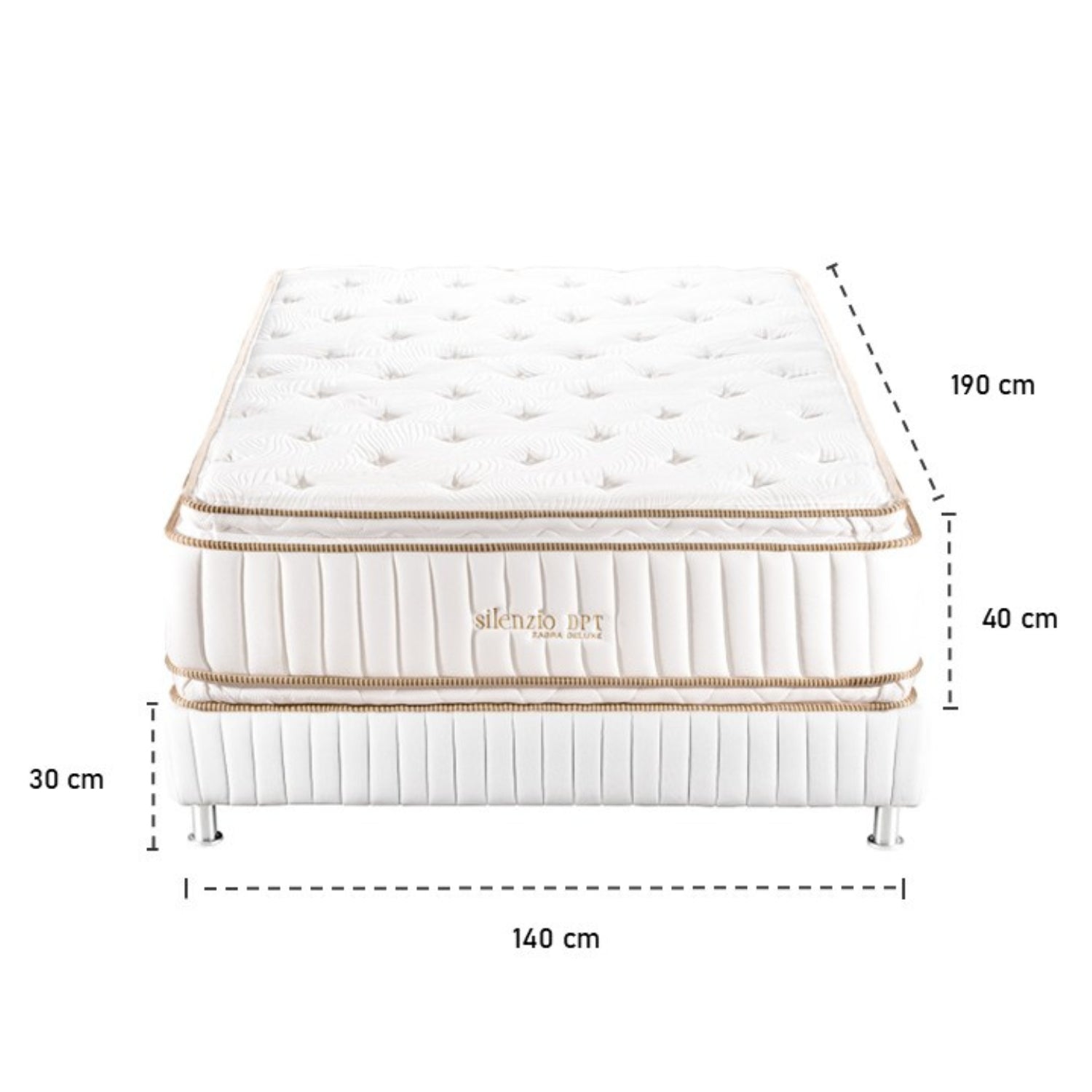 Combo Colchón Doble Silenzio Deluxe Doble Pillow Top + Somier + Almohada (Garantía 15 Años)