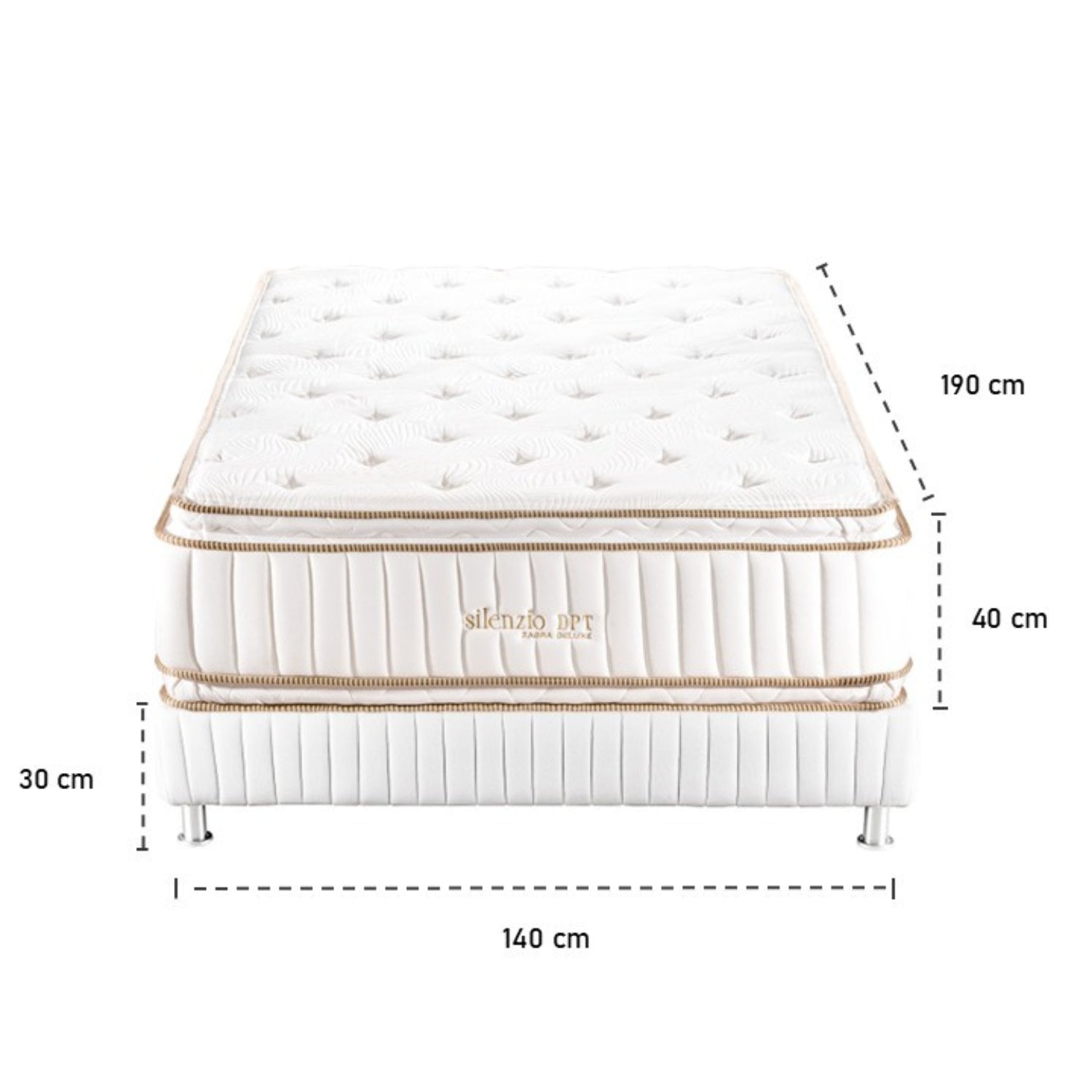 Combo Colchón Doble Silenzio Deluxe Doble Pillow Top + Somier Par + Almohada (Garantía 15 Años)