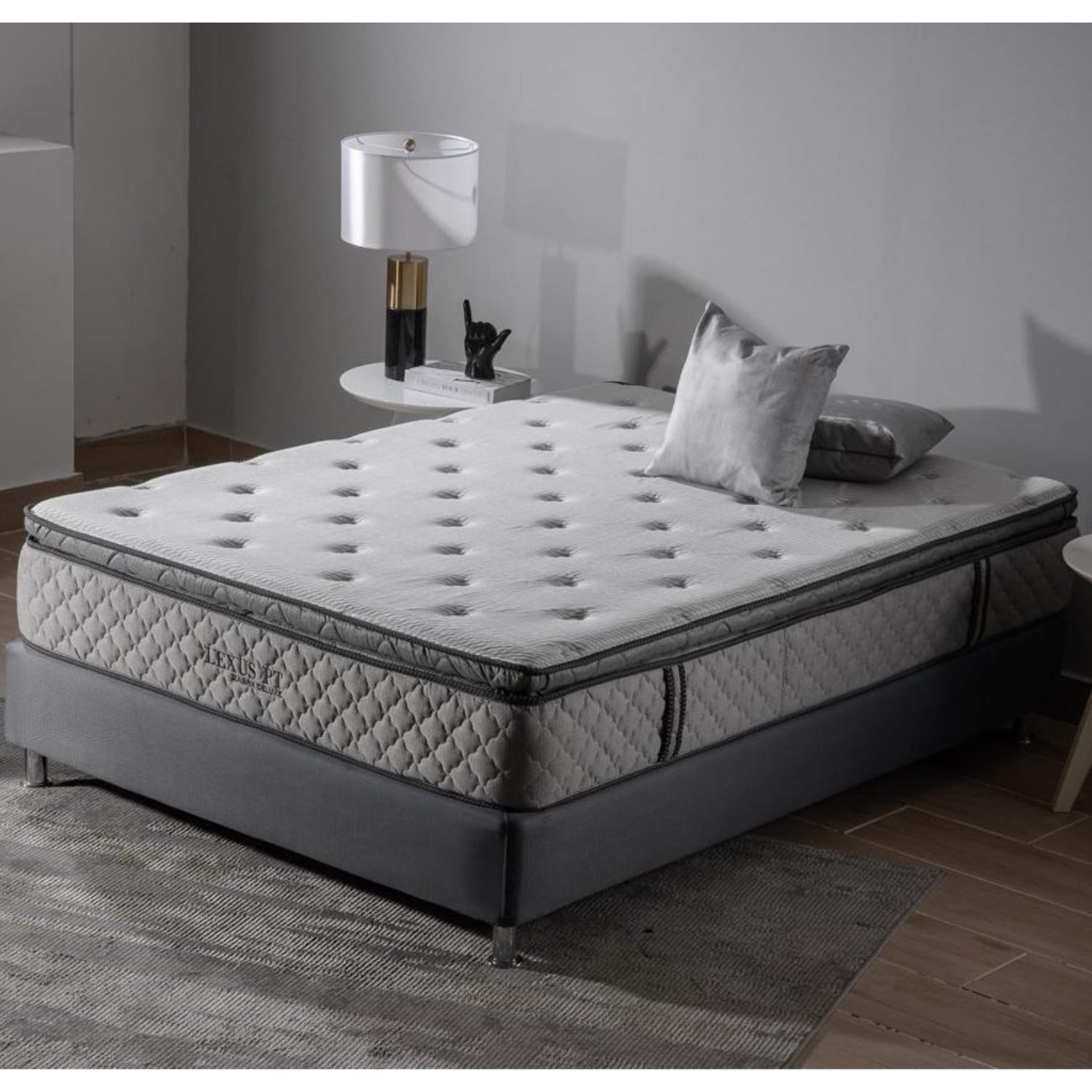 Combo Colchón Semi Doble Lexus Deluxe Pillow Top + Somier + Almohada (Garantía 15 Años)