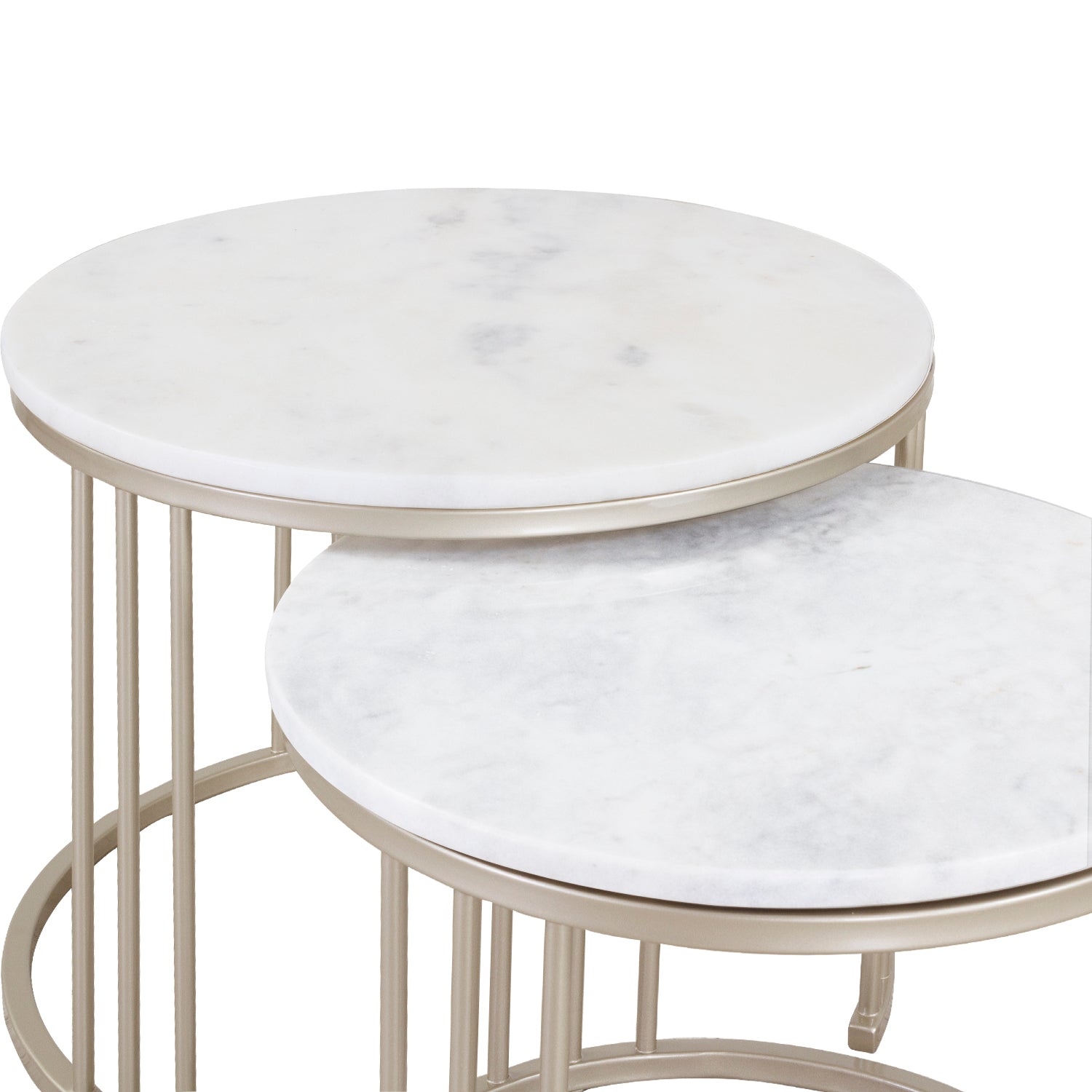 Set X 2 Mesa De Centro Vivaldi Marmol Blanco, Champaña