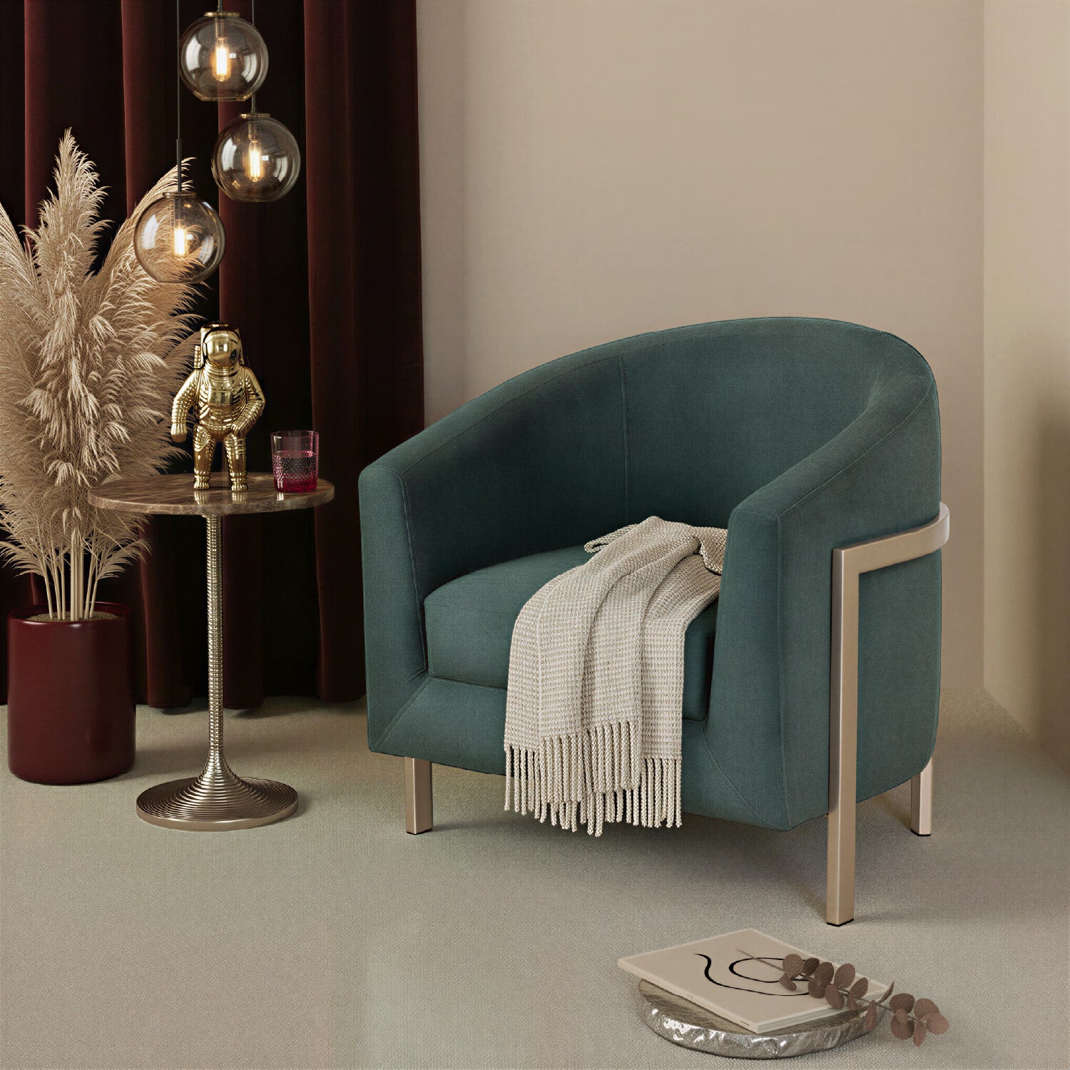 Poltrona Berlin Velvet Verde, Champaña