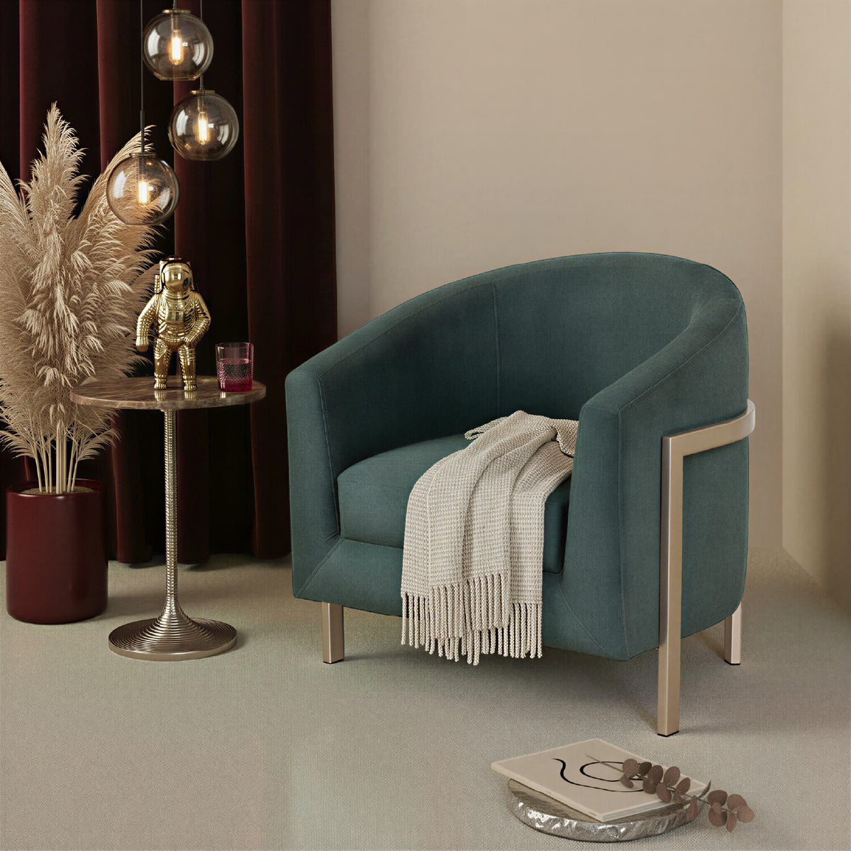 Poltrona Berlin Velvet Verde, Champaña