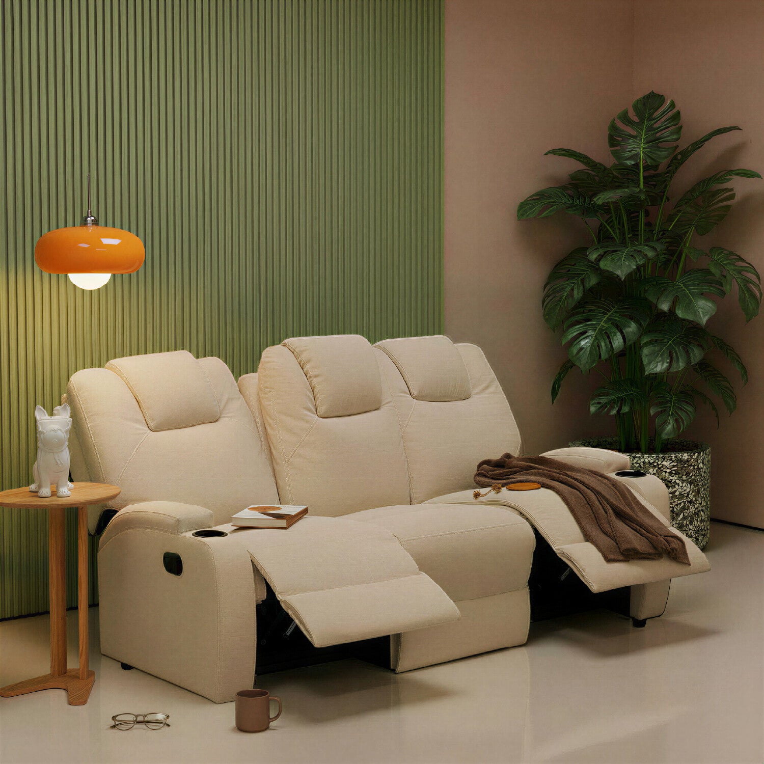 Sofá Reclinable 3 Puestos Matti  Eurolino Marfil