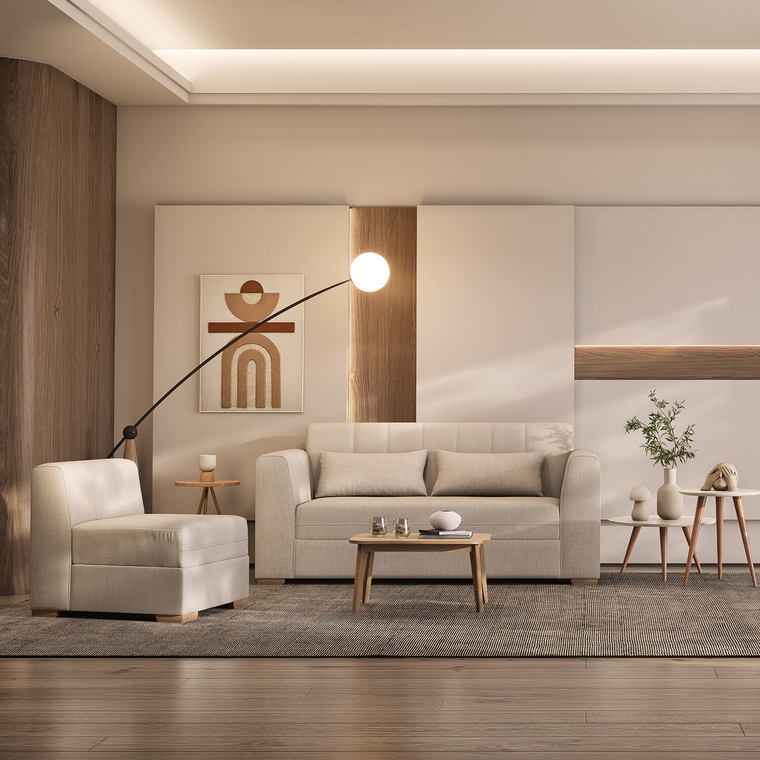 Juego de Sala Dalton Eurolino Vitore Trigo, Natural