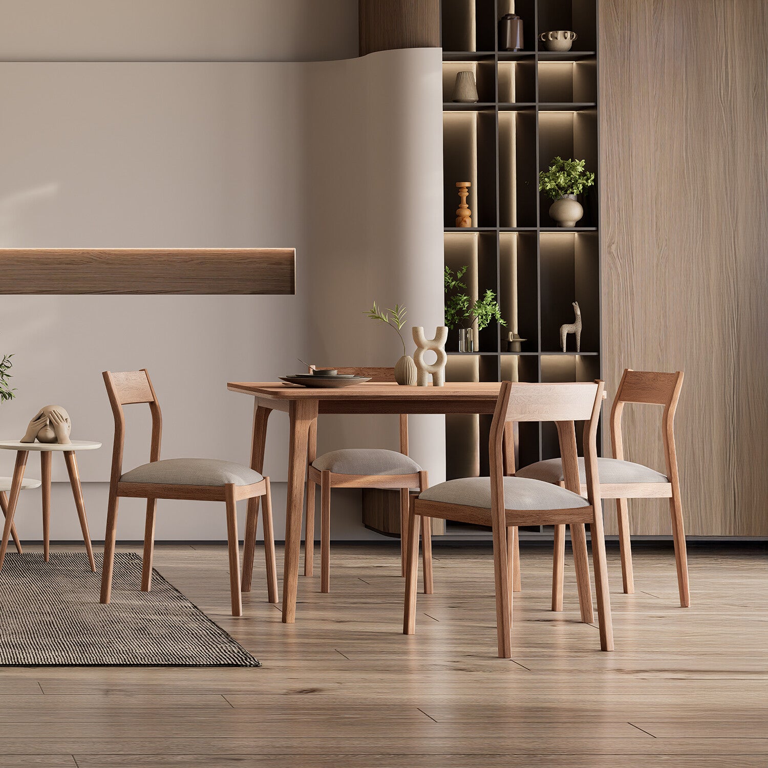 Comedor 4 Puestos Dalton Eurolino Vitore Trigo, Natural