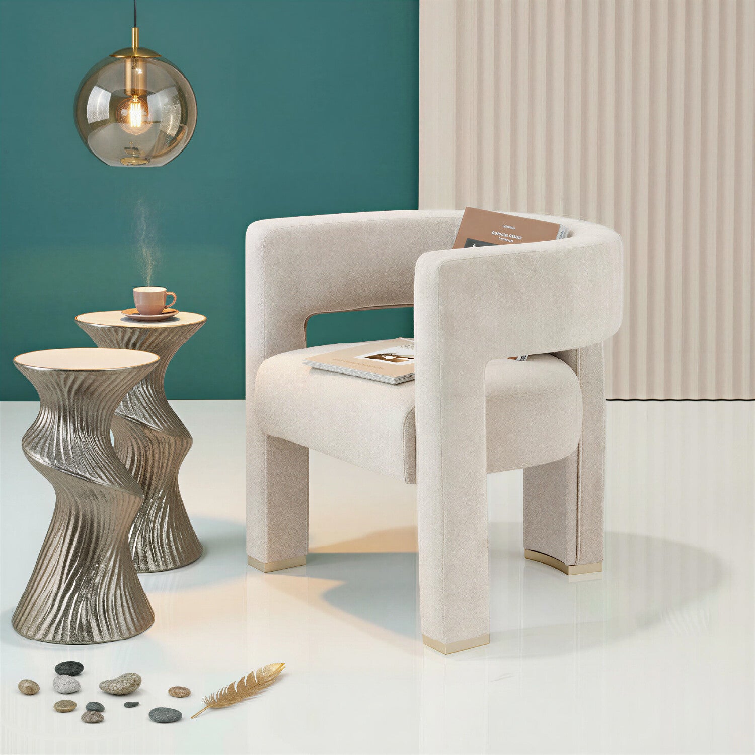 Poltrona Sevilla Velvet Zarem Ivory, Champaña