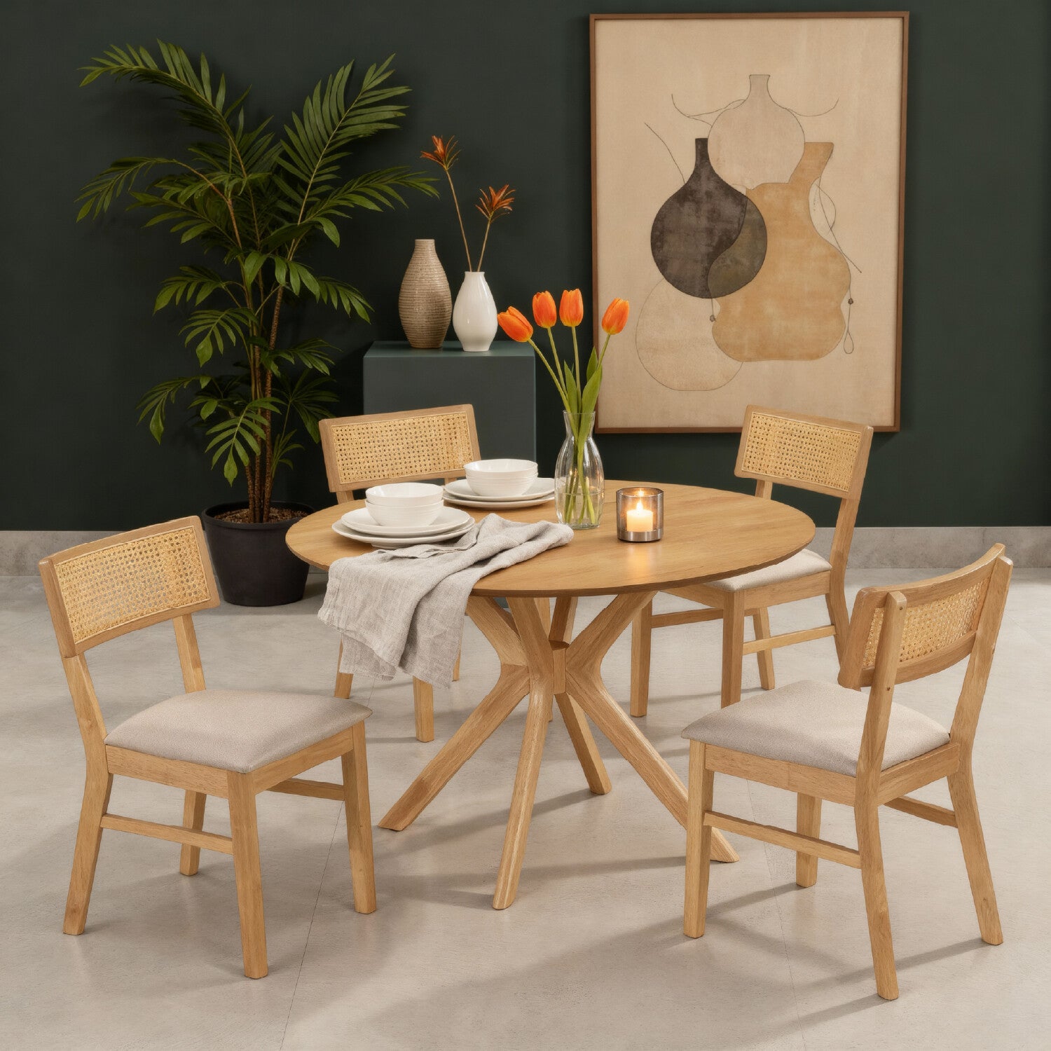 Comedor 4 Puestos Domus Natural, Beige