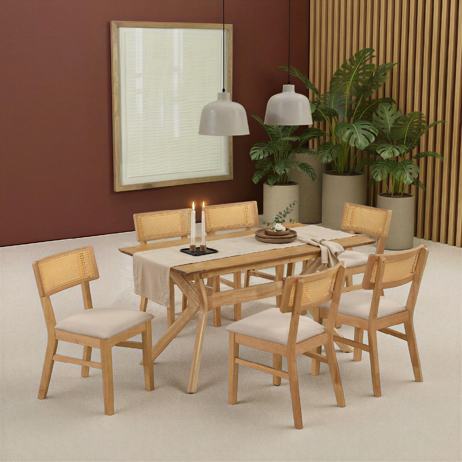 Comedor 6 Puestos Domus Natural, Beige