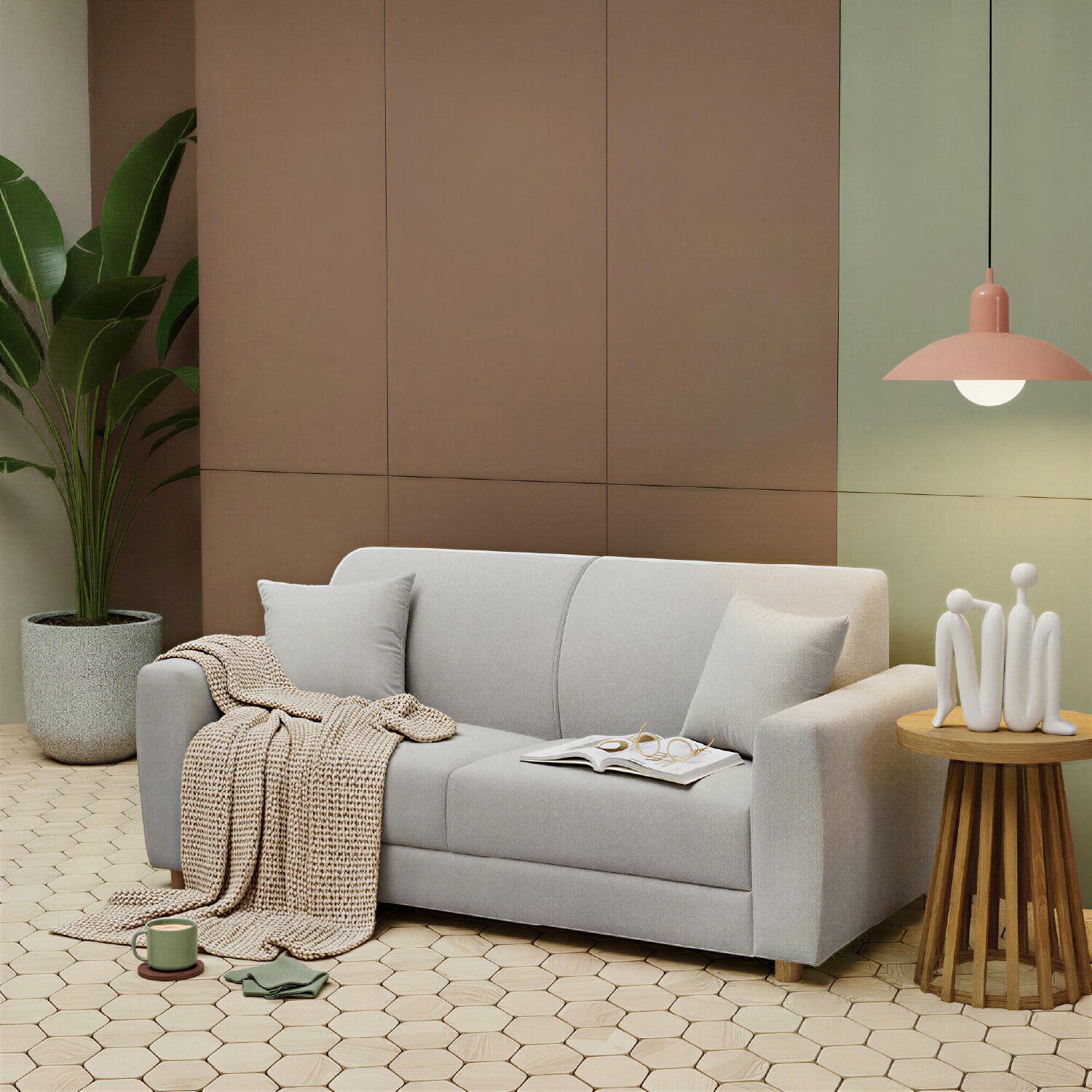 Sofá 3 Puestos Malibu Velvet Chalet Taupe, Natural