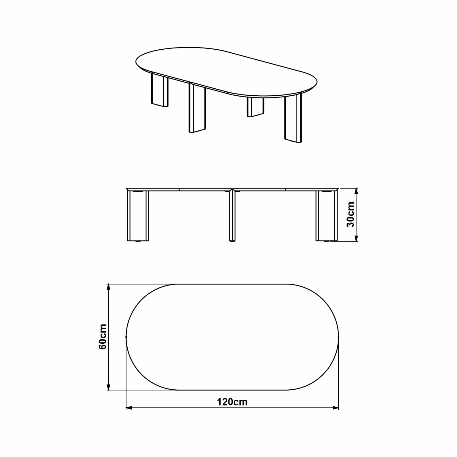 Mesa De Centro Axel Negro  120X30X60