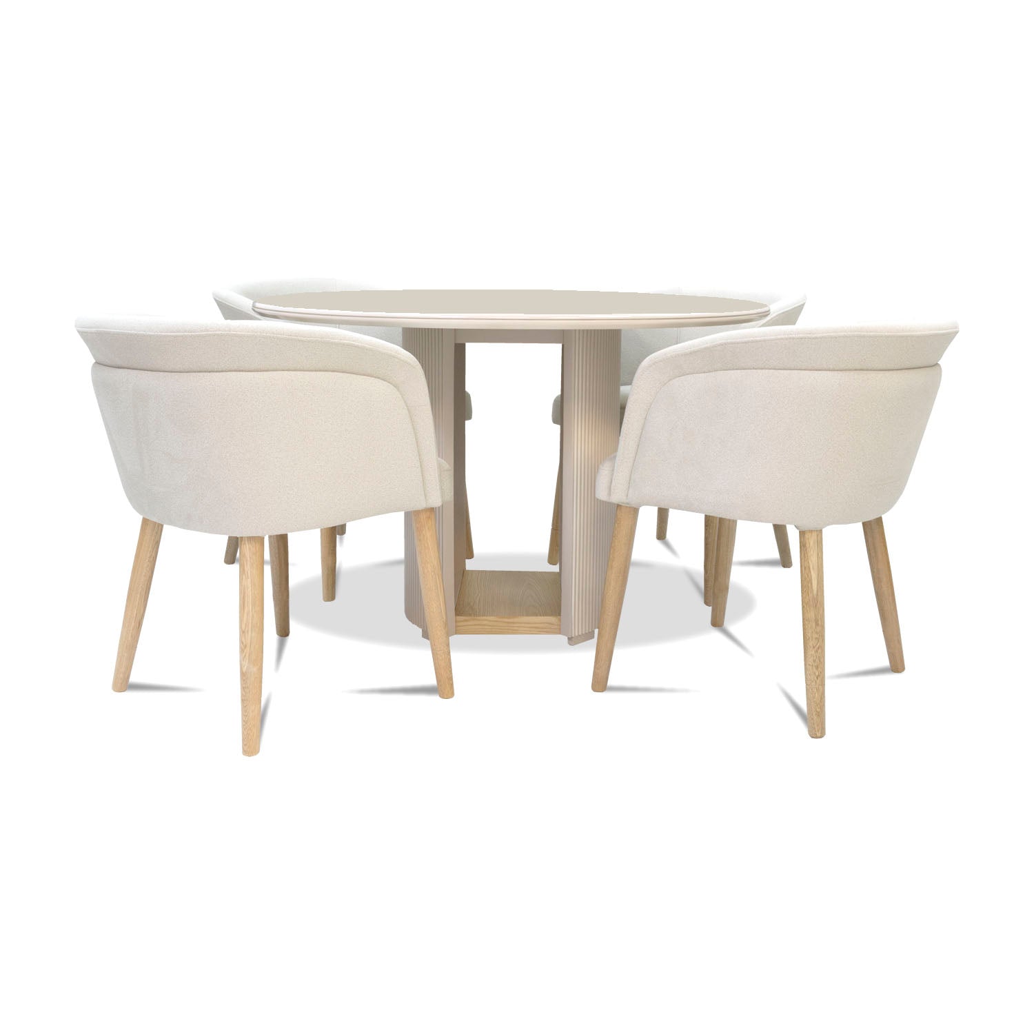 Comedor 4 Puestos Ginebra Velvet Serena Taupe, Natural