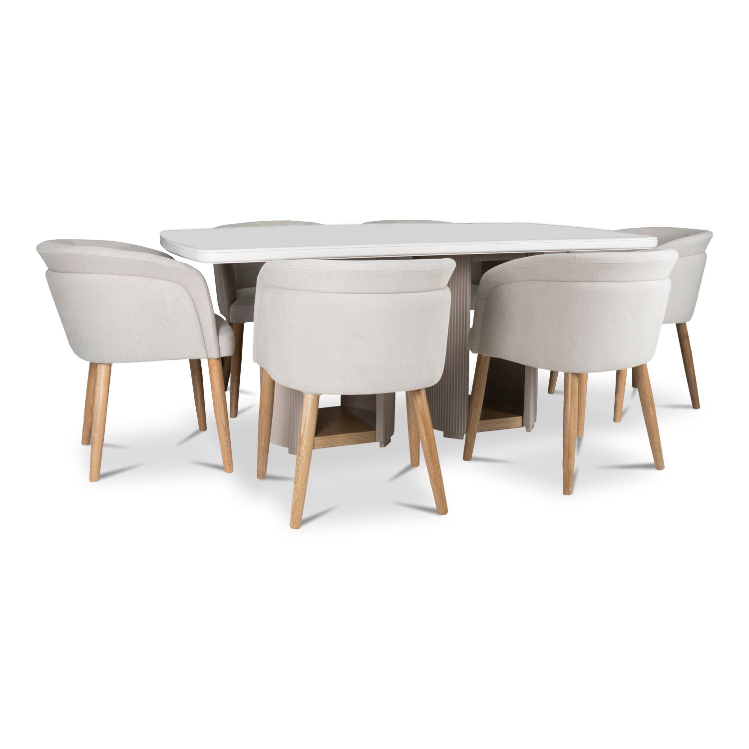 Comedor 6 Puestos Ginebra Velvet Serena Taupe, Natural