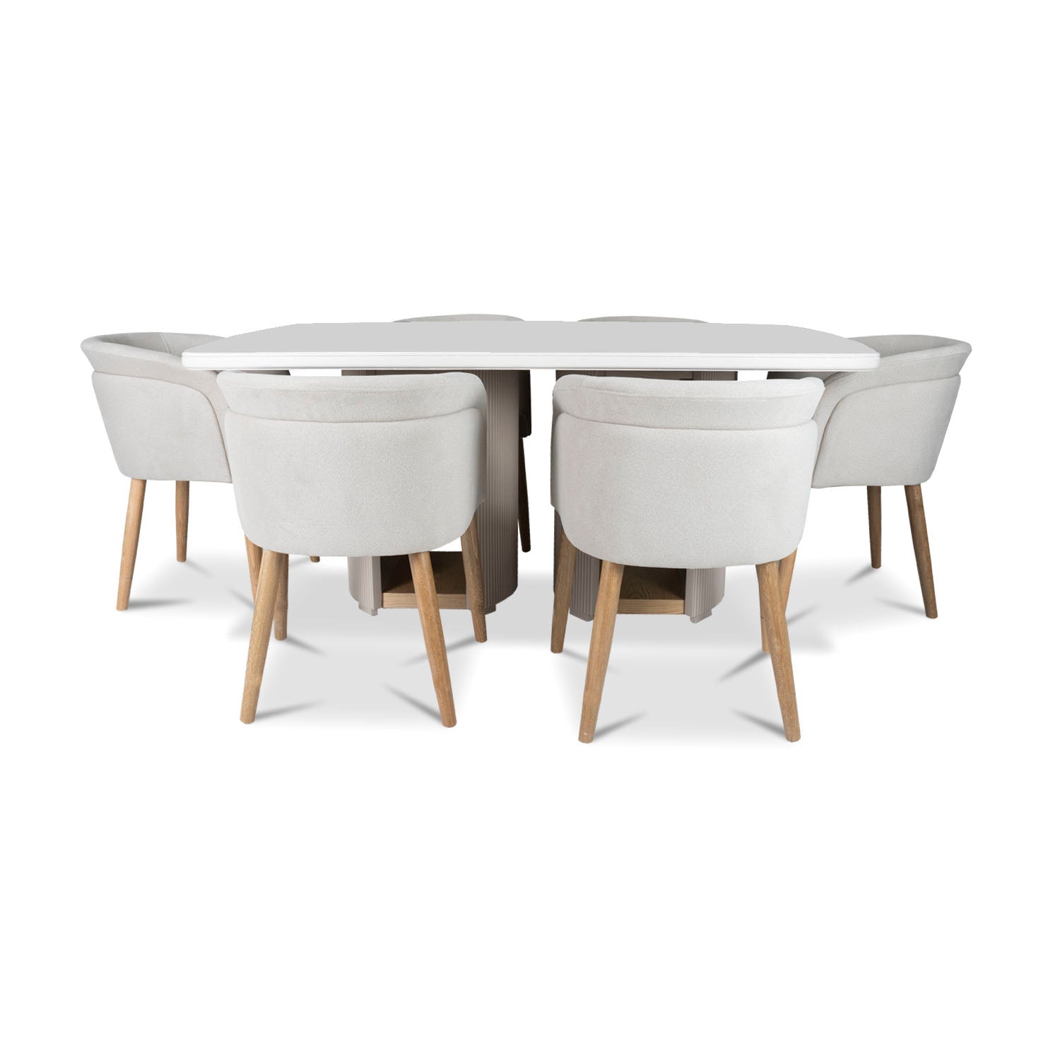 Comedor 6 Puestos Ginebra Velvet Serena Taupe, Natural