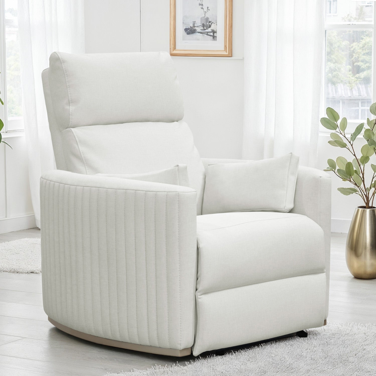 Sillón Reclinable Minoti Eurolino Blanco Puro, Champaña