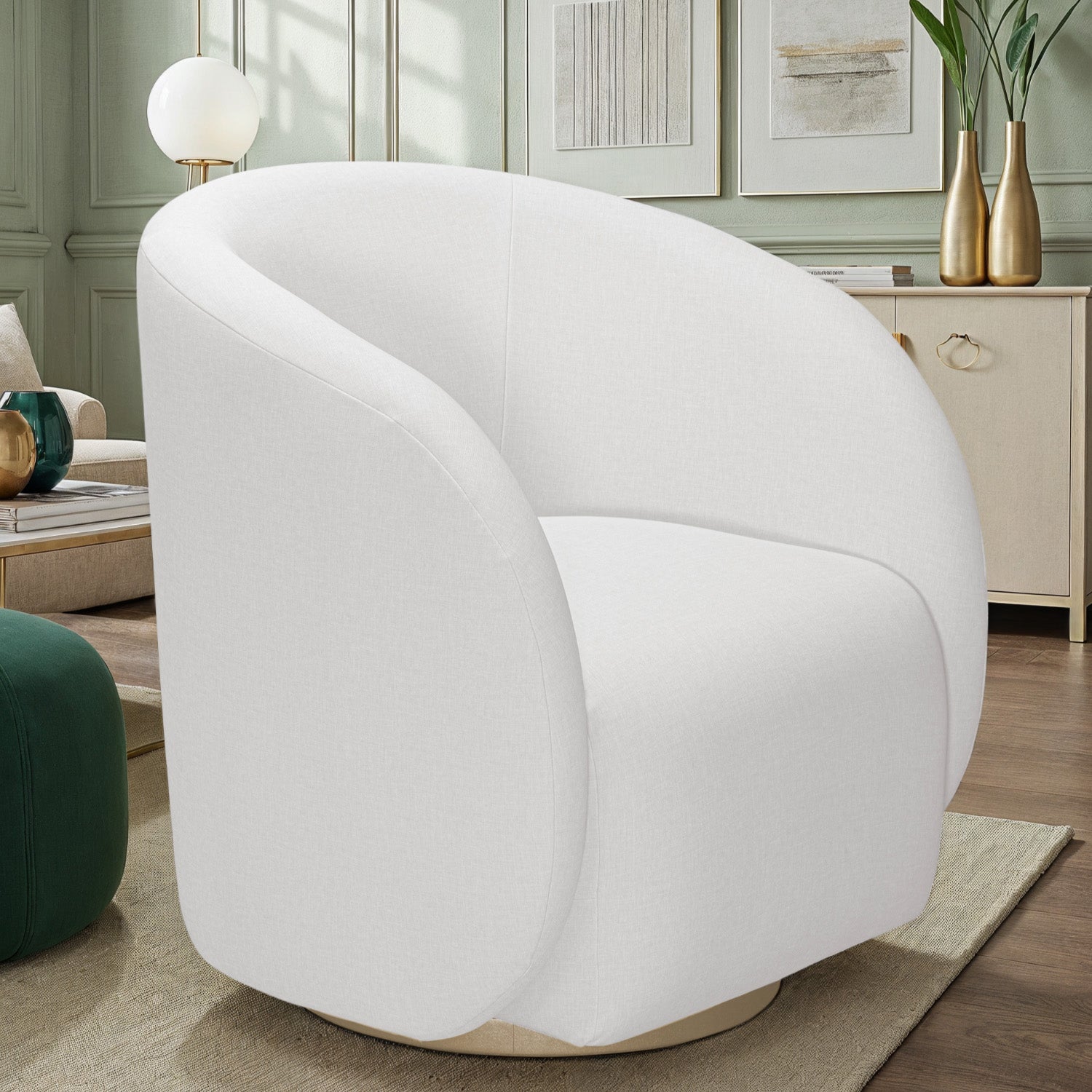 Poltrona Emilly Giratoria Eurolino Blanco Puro, Champaña