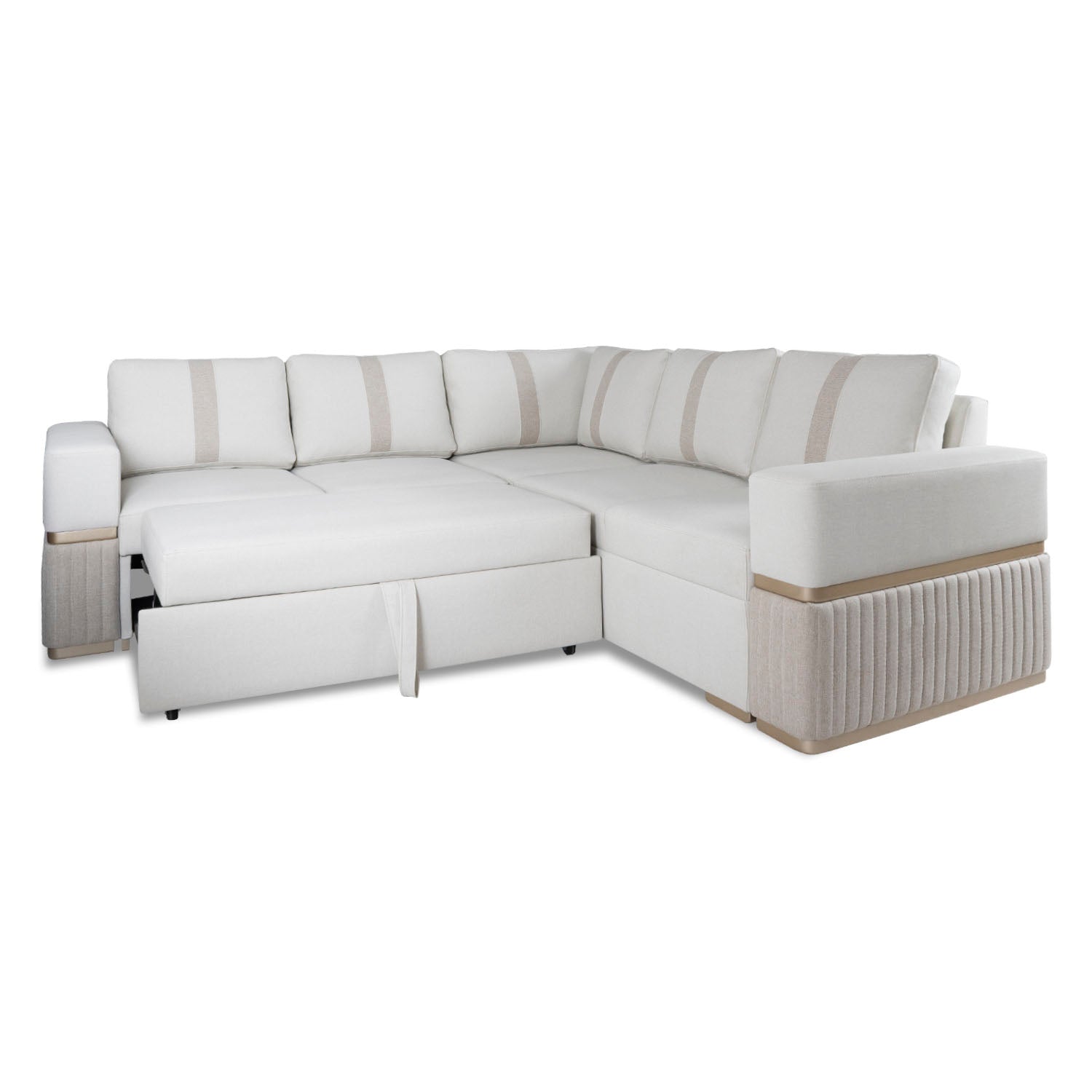 Sala Cama Dior Eurolino Blanco, Champaña 245x245, Espaldar Fijo, Brazo Desmontable