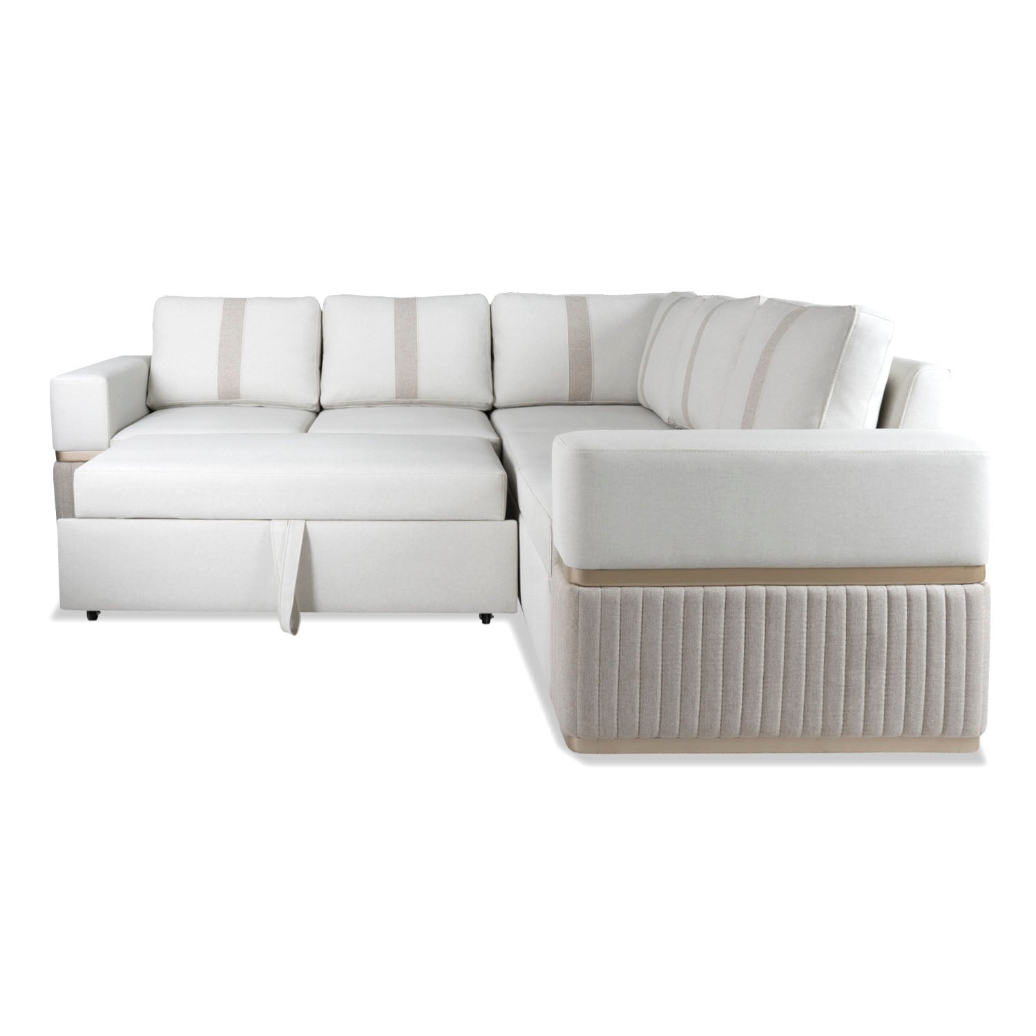 Sala Cama Dior Eurolino Blanco, Champaña 245x245, Espaldar Fijo, Brazo Desmontable