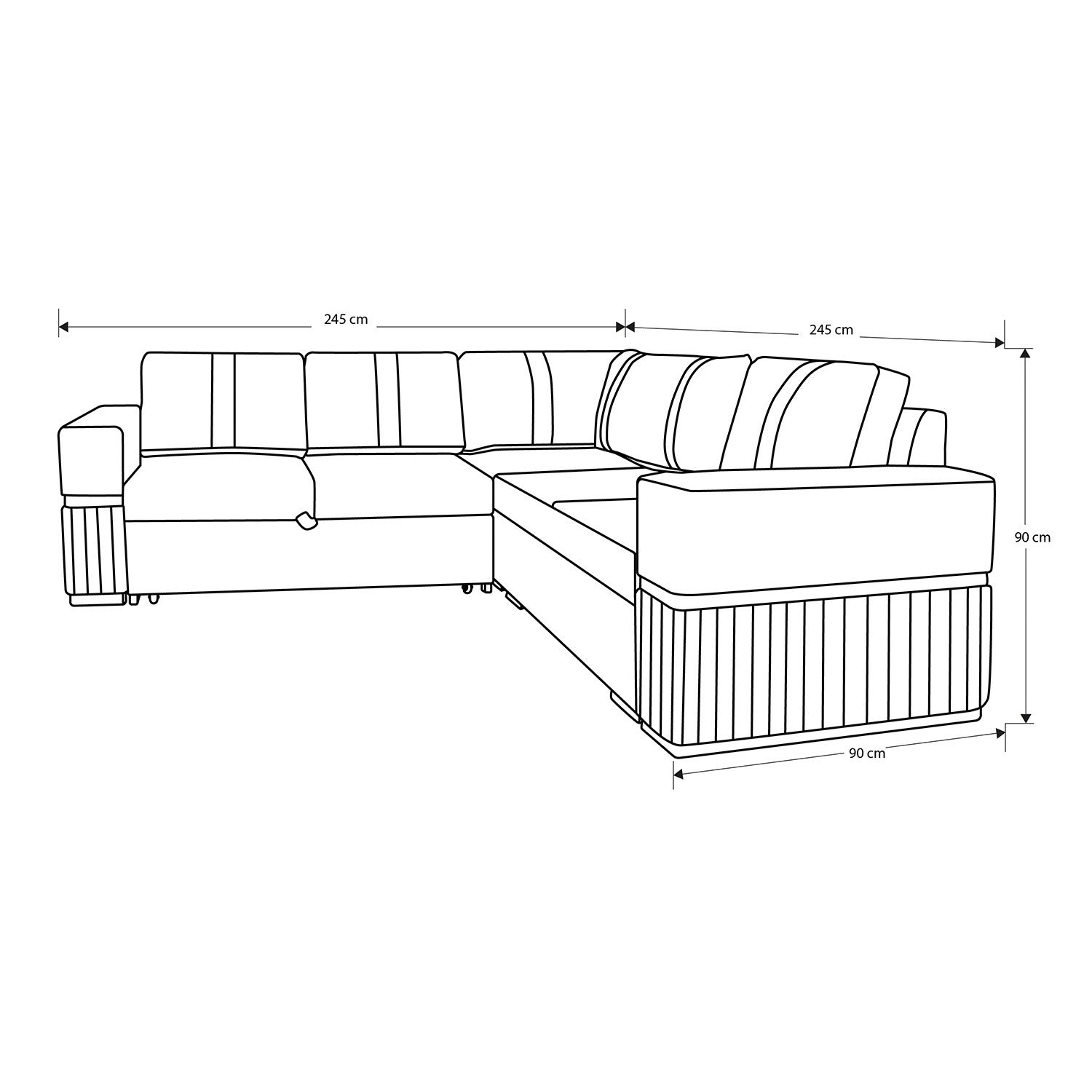 Sala Cama Dior Eurolino Blanco, Champaña 245x245, Espaldar Fijo, Brazo Desmontable