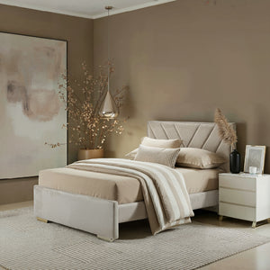 Cama 1.40 Vallarta Lino Marfil, Champaña