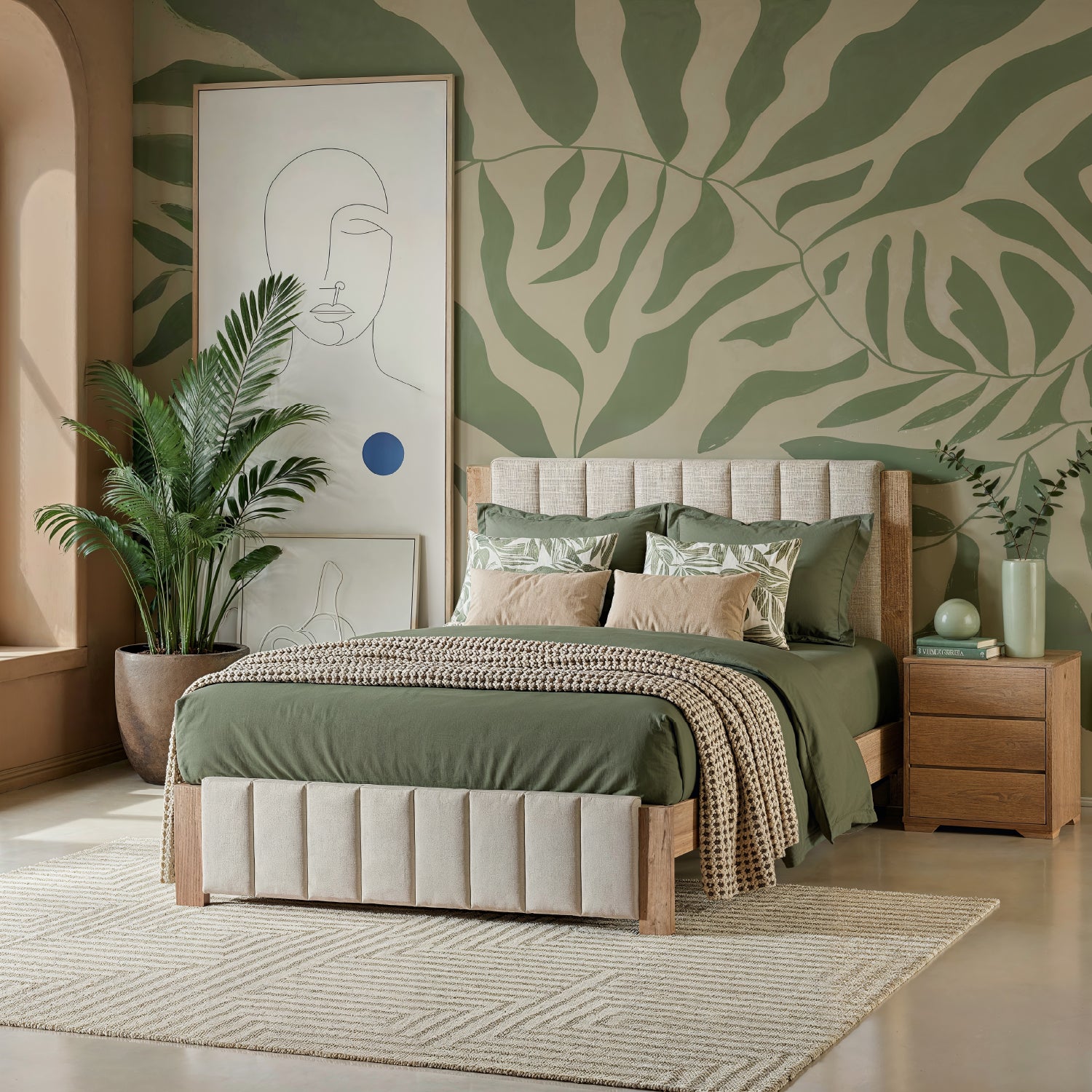 Cama Doble Nepal Eurolino Beige, Natural