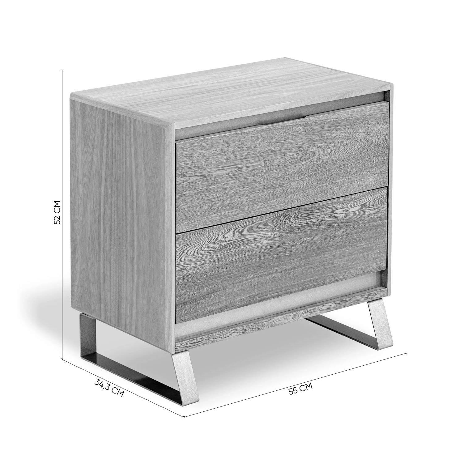 Mesa de Noche Sevilla Natural, Champaña 2 Gavetas